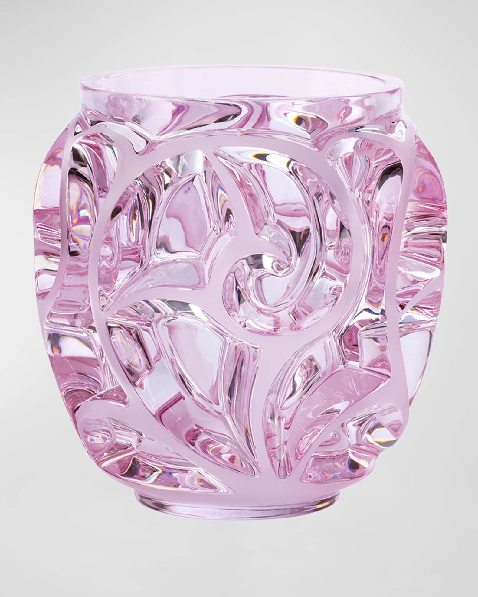 Lalique Tourbillons Pink Luster Vase, 8" Horchow