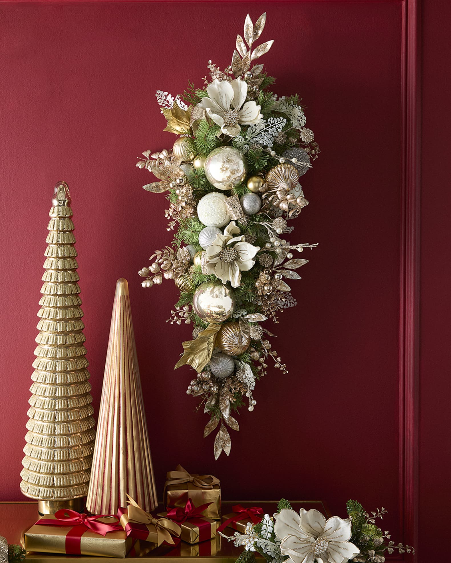 Mark Roberts 42" Gold and White Christmas Door Spray