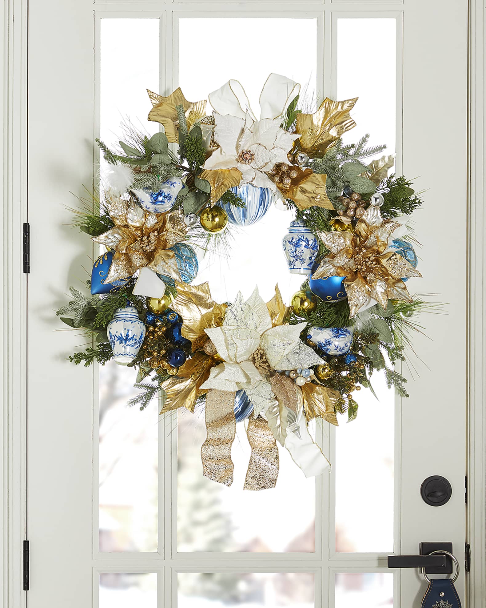 Mark Roberts 31" Blue and White Chinoiserie Holiday Wreath Horchow
