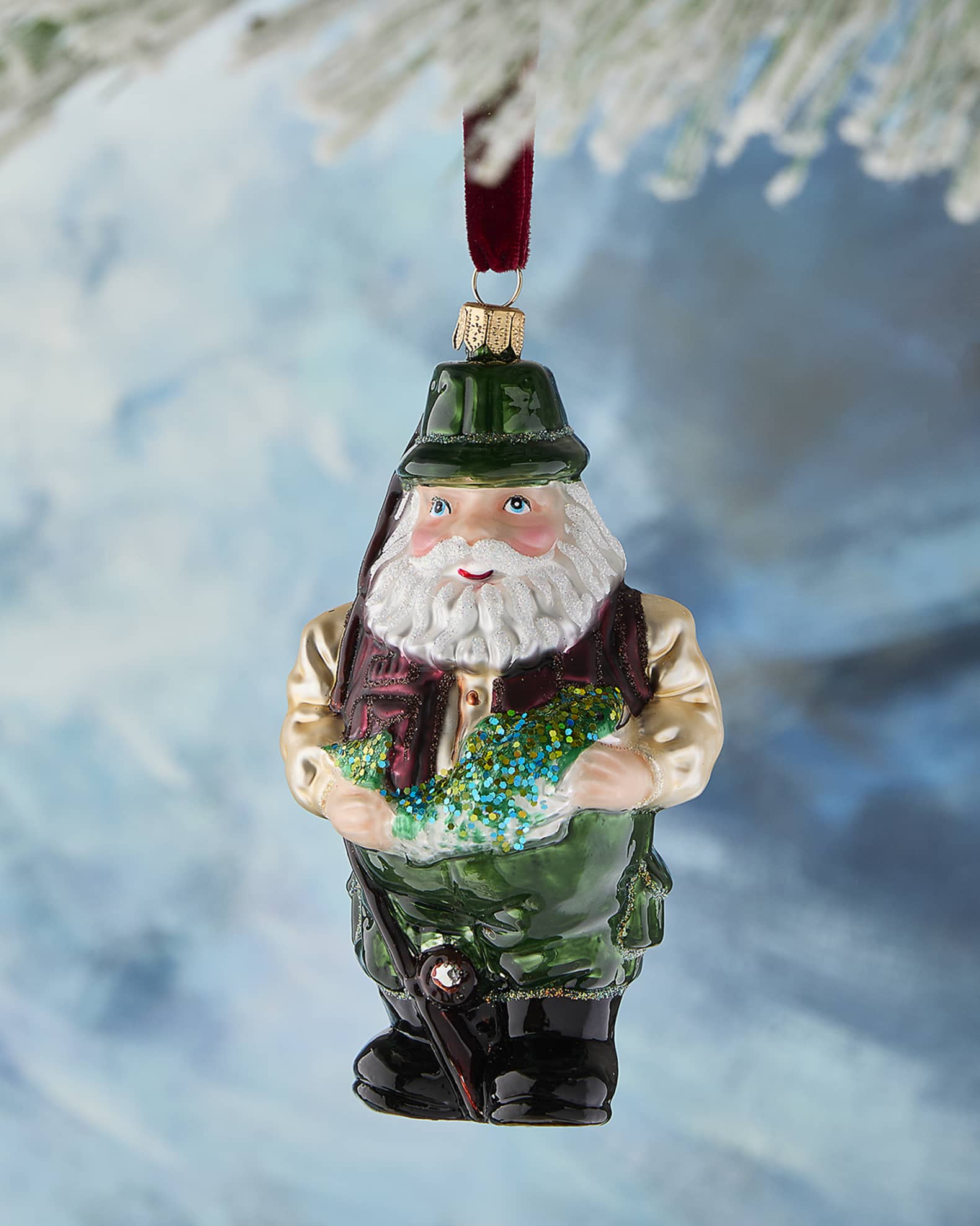 Neiman Marcus Fishing Santa Christmas Ornament 