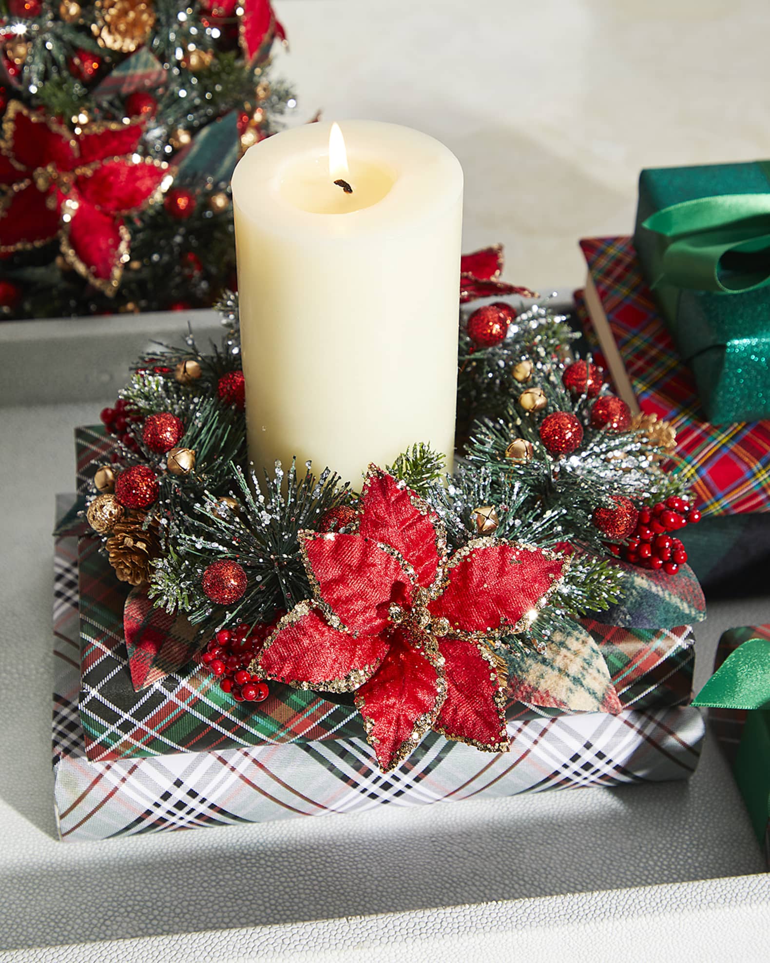 Poinsettia candle rings sales