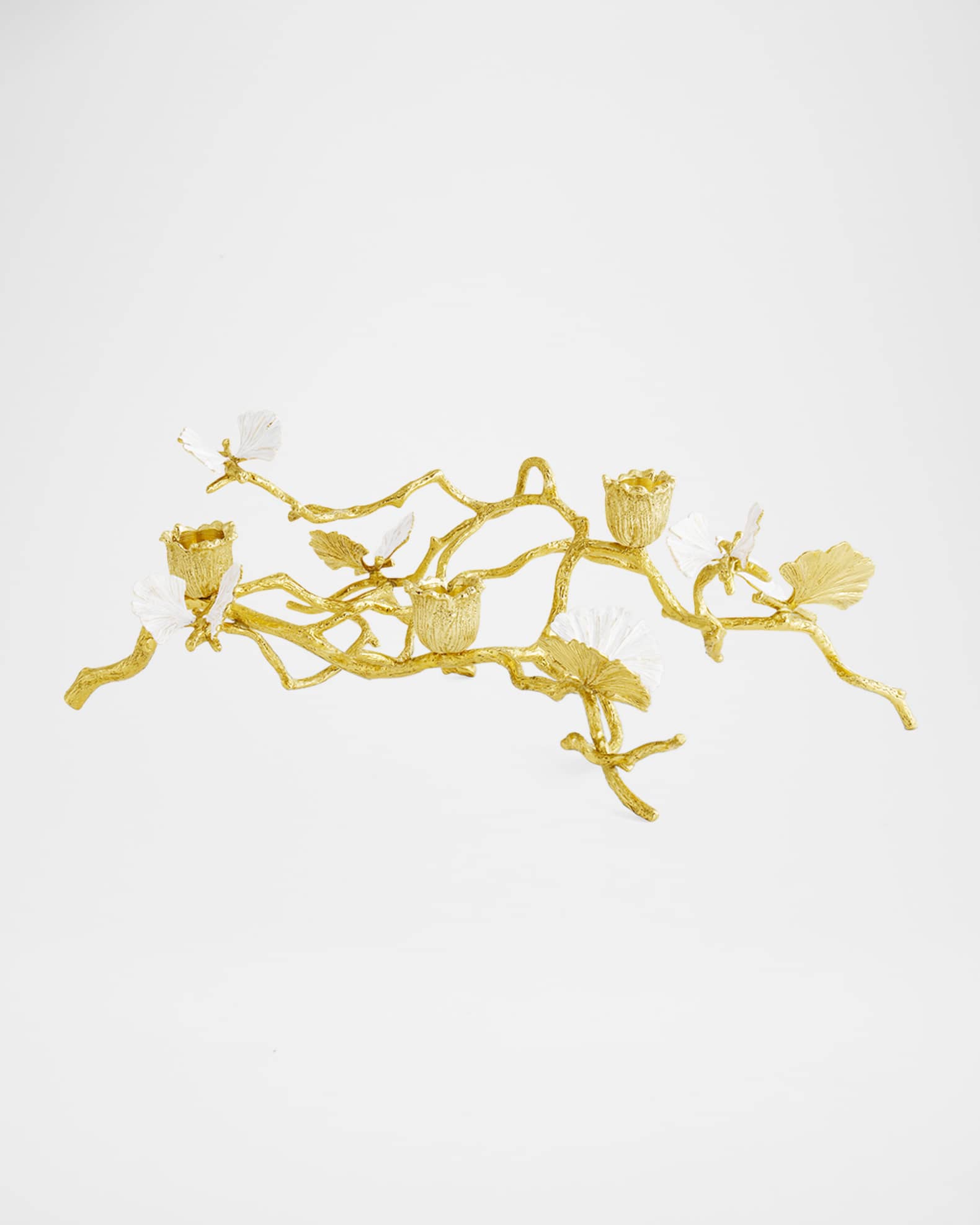 Michael Aram Butterfly Ginkgo White & Gold Low Candleholders
