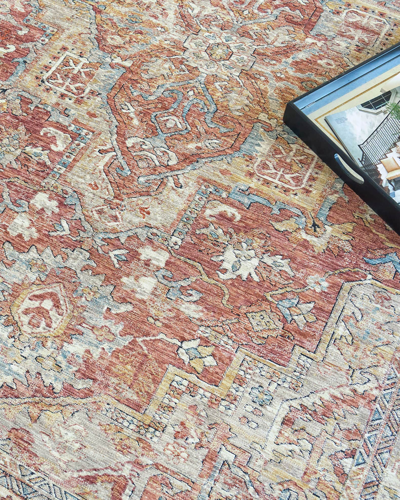 Exquisite Rugs X The Met Antique Loom Beige Blue Rust Rug 12 X 15