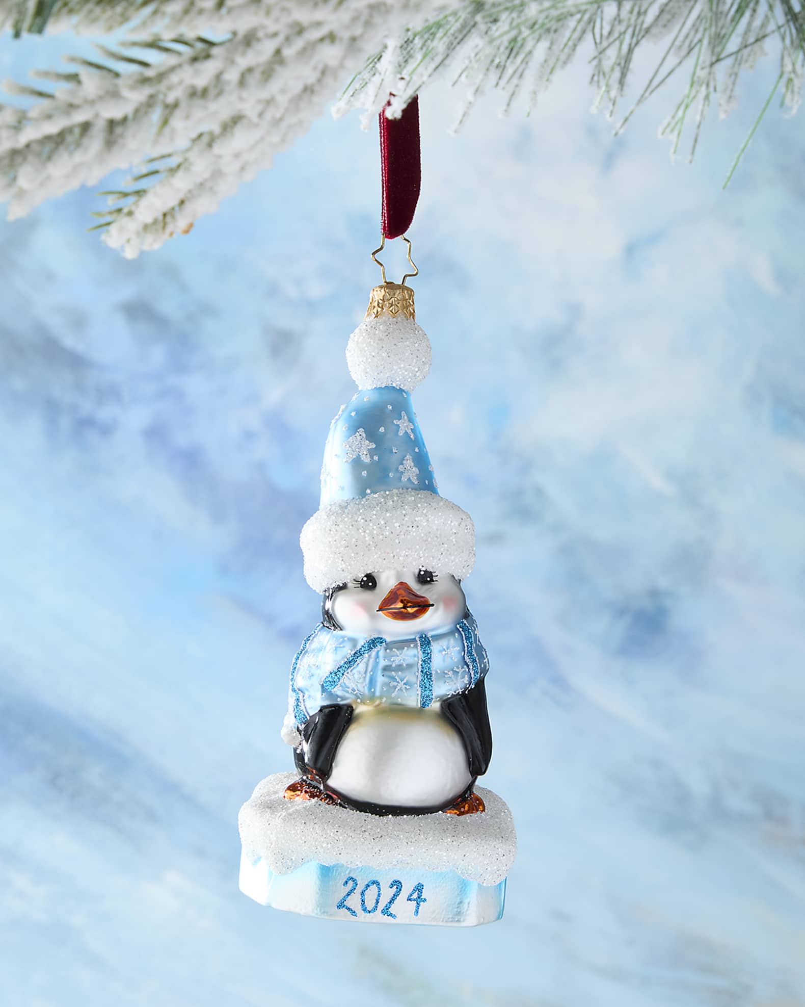 Christopher Radko 2024 Precious Penguin Christmas Ornament, Blue Horchow