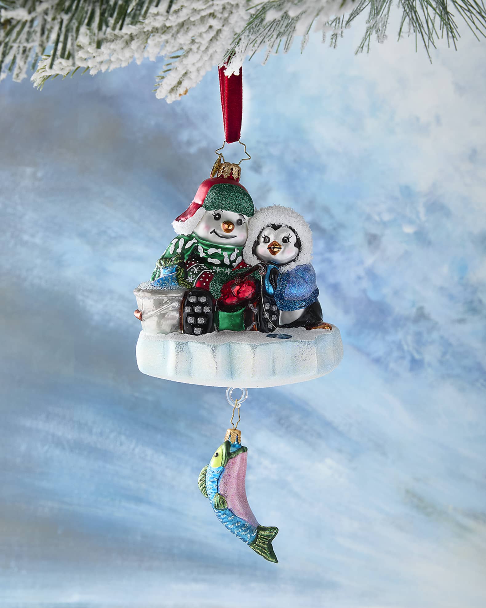 Christopher Radko Ice Fishing Snow Pals Christmas Ornament 