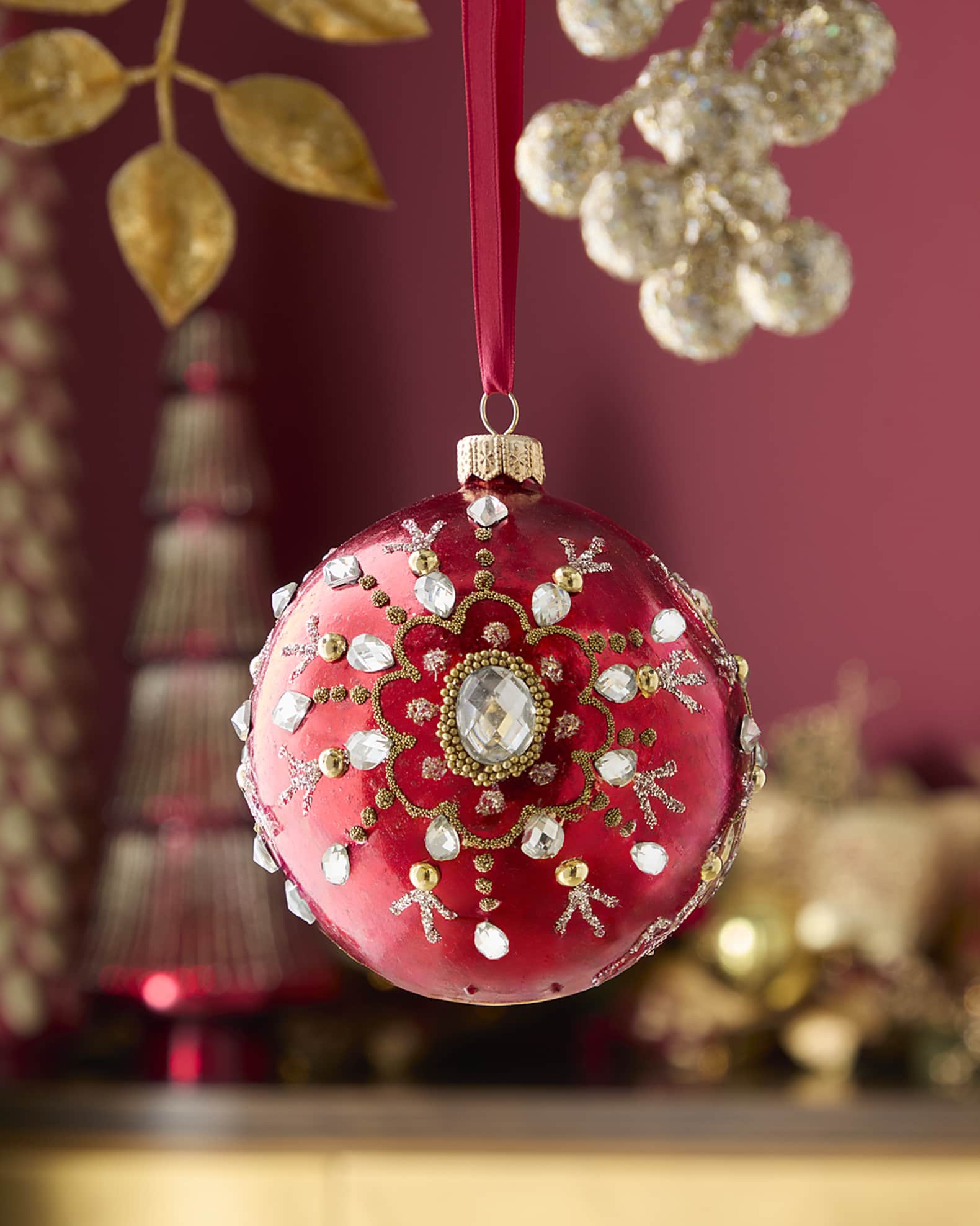 Neiman Marcus Christmas Golden Snowflake Ball Ornament Horchow