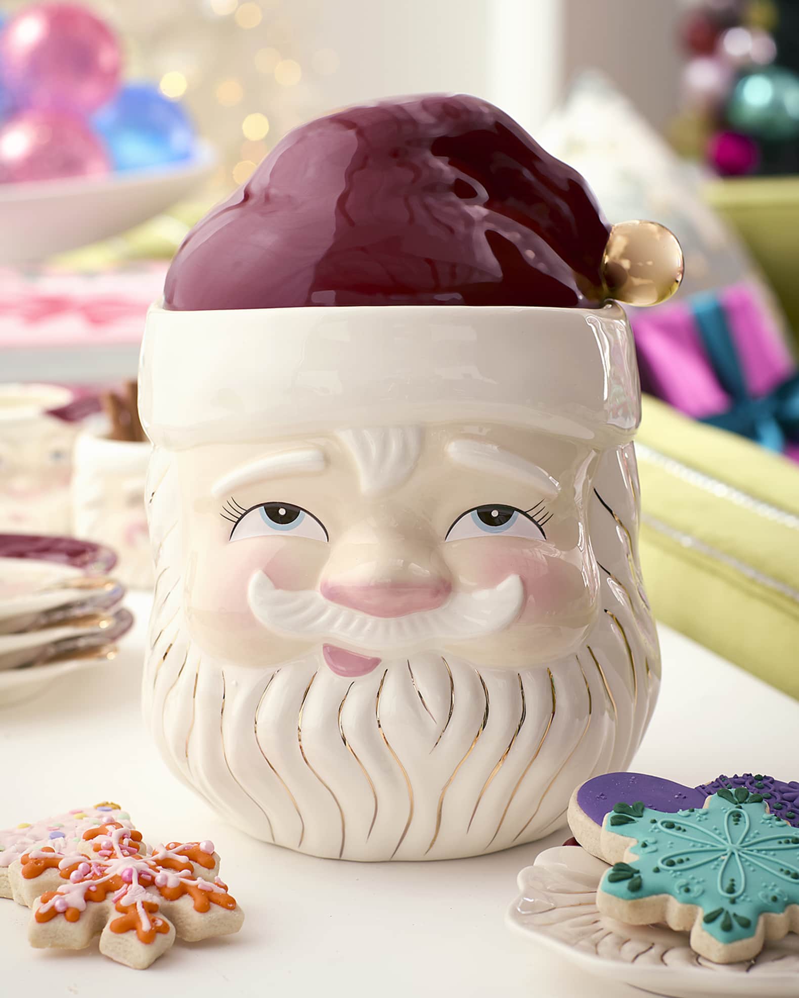 Glitterville Red Papa Noel Cookie Jar