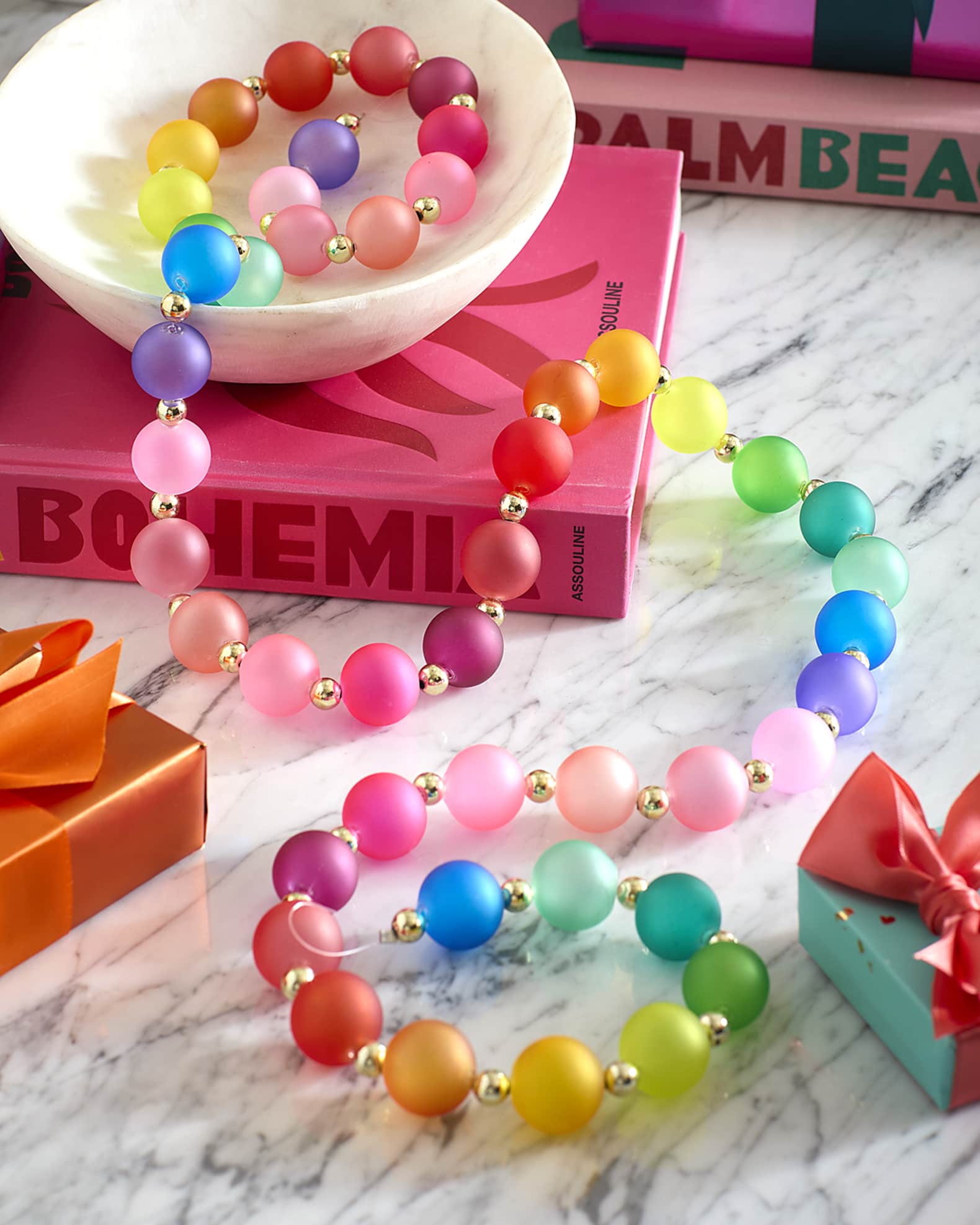 Glitterville 60" Rainbow Frosted Ball Garland Horchow