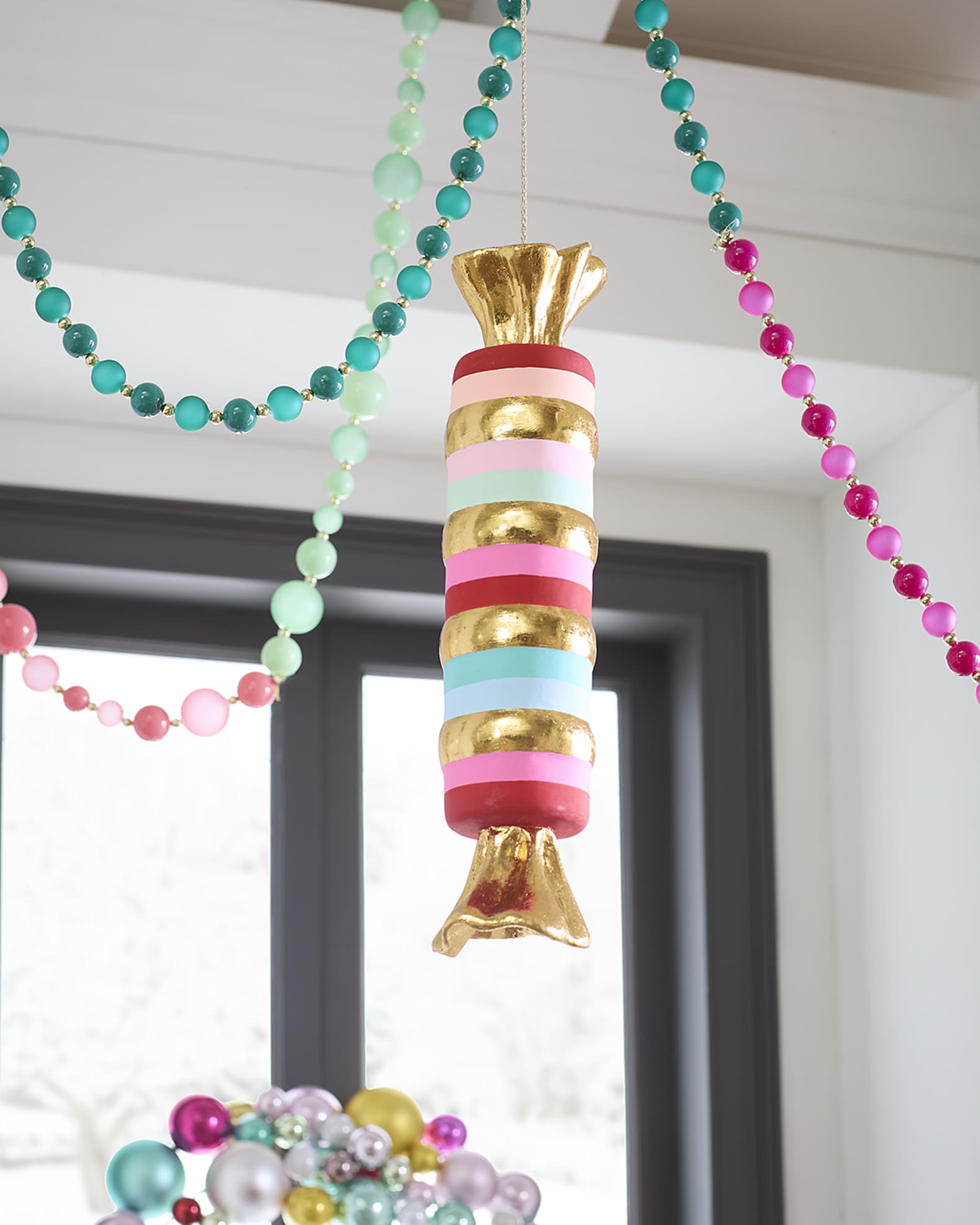 Glitterville Stripe Taffy Holiday Display, 18"