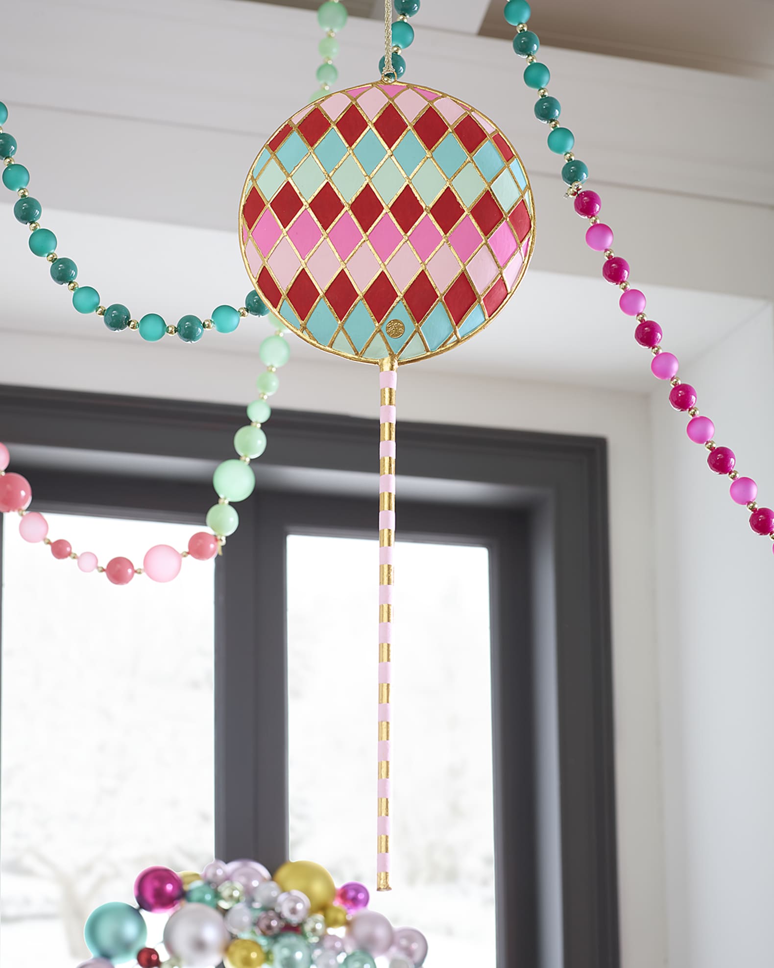 Glitterville Harlequin Lollipop Christmas Display, 28"