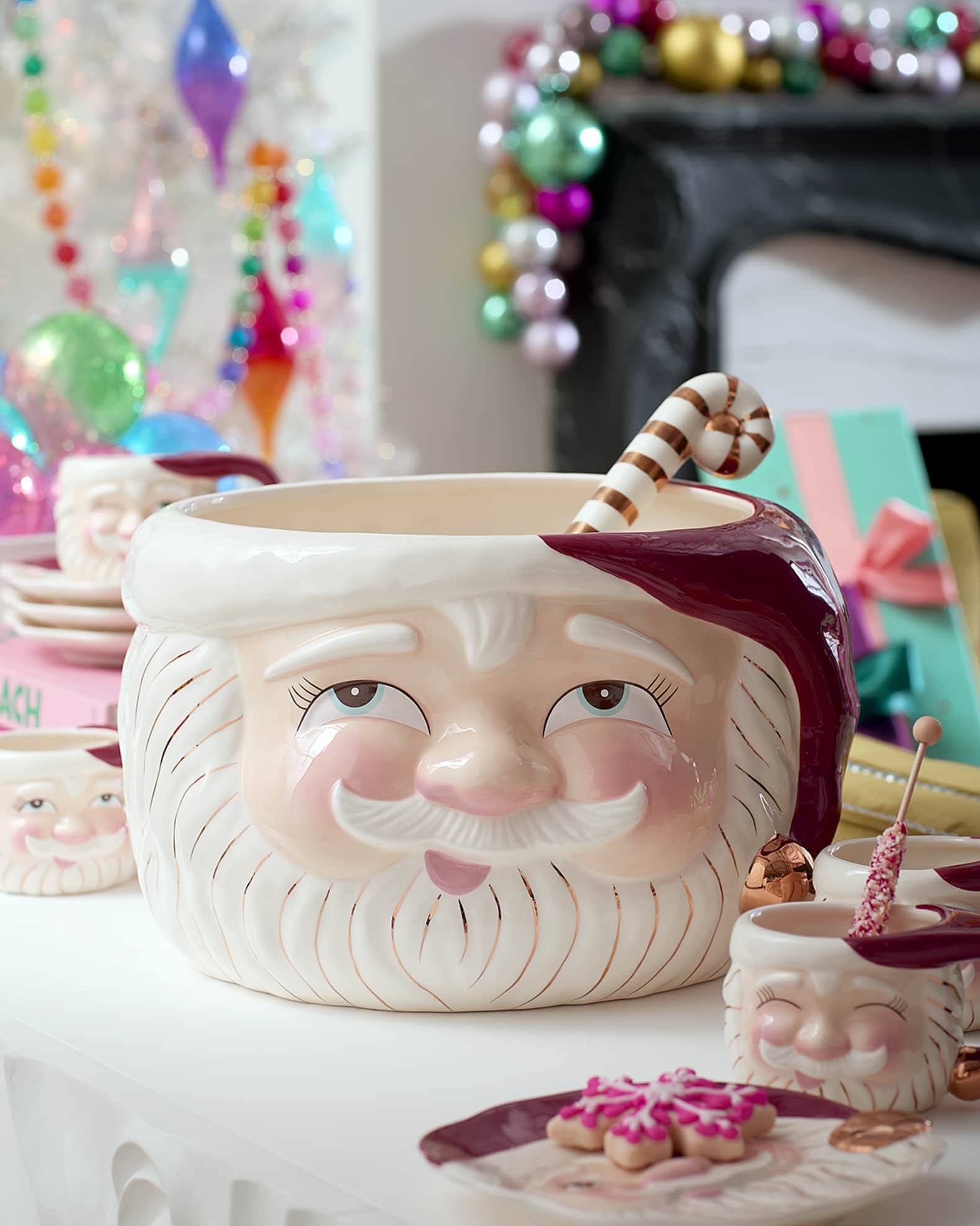 Glitterville Red Papa Noel Punch Bowl Horchow