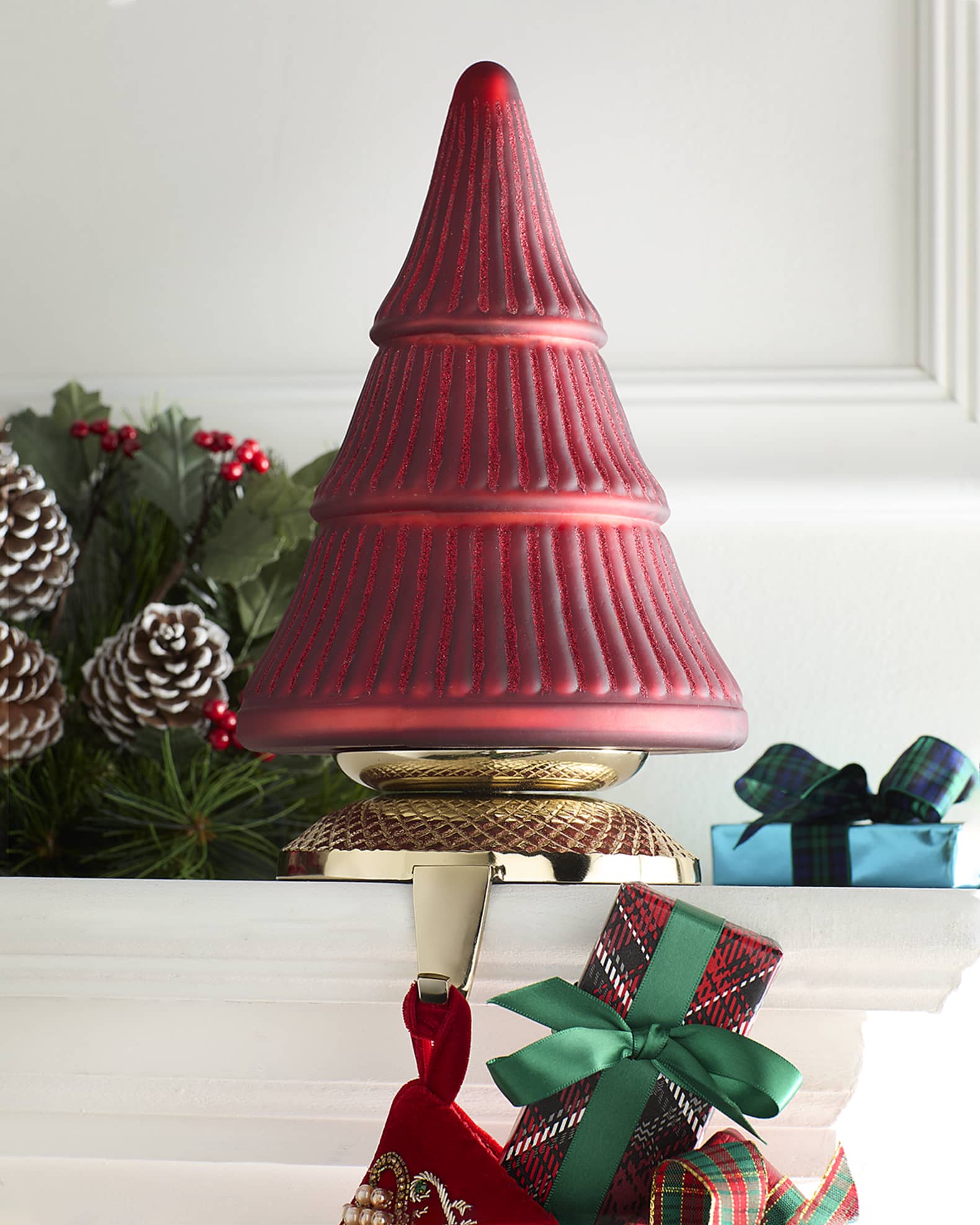 Neiman Marcus Matte Tree Stocking Holder with Glitter 