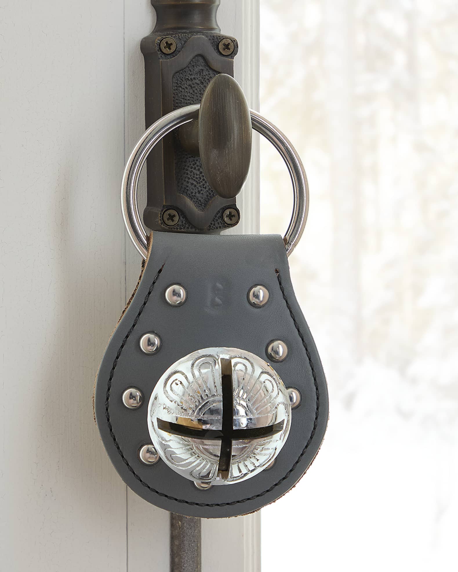 Belsnickel Enterprises Studded Brass Bell Door Hanger Horchow