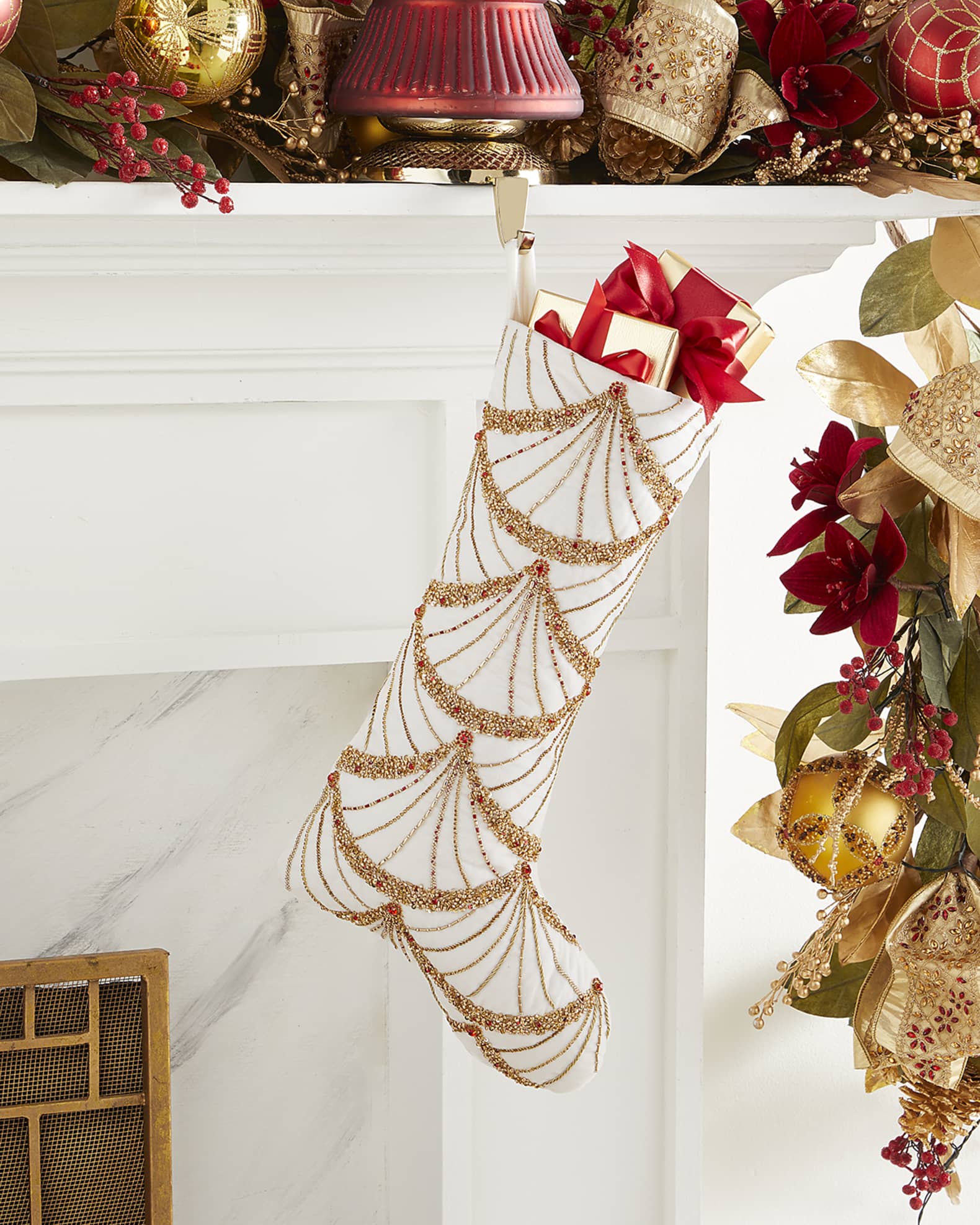 Neiman Marcus Beaded Fan Christmas Stocking