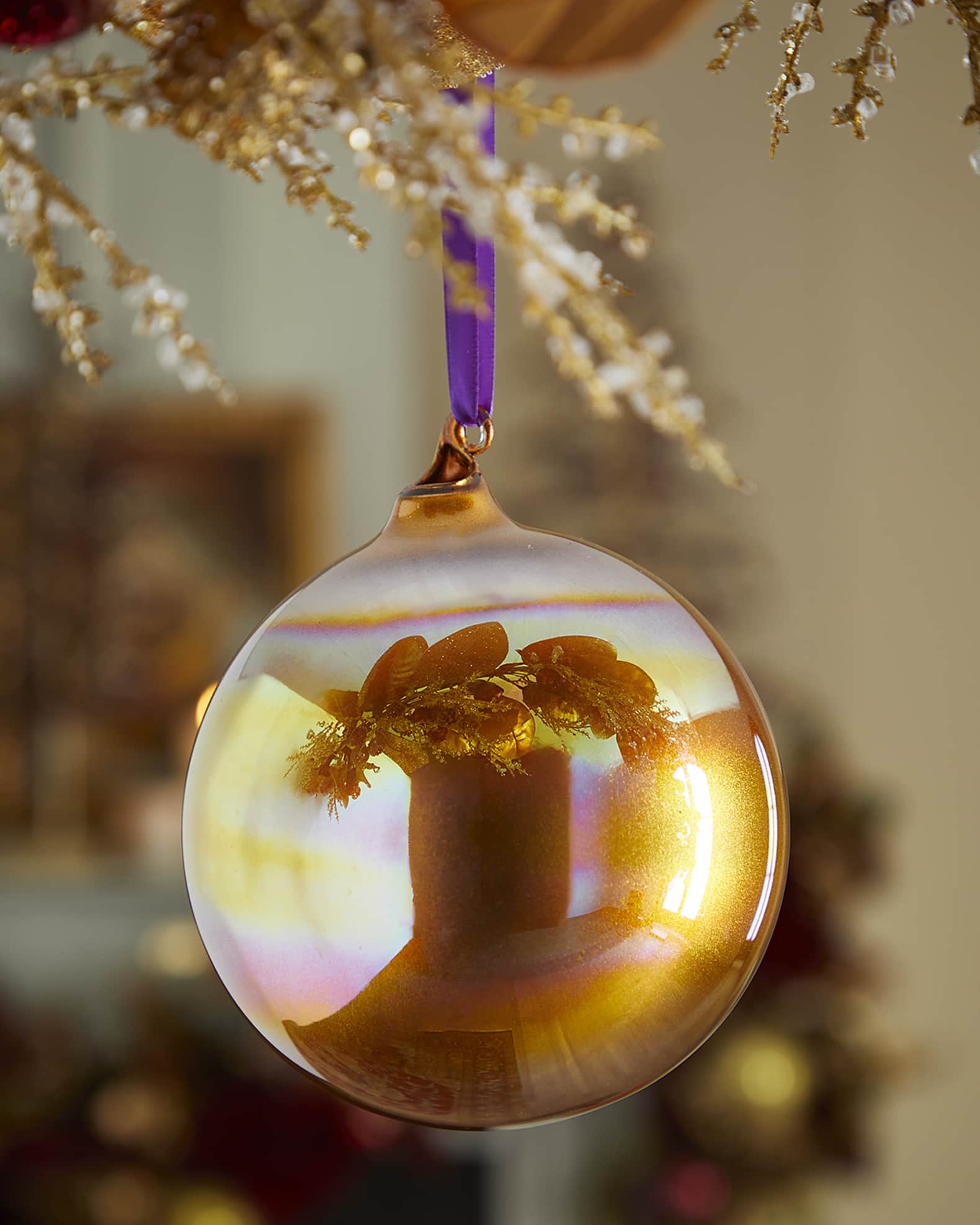Jim Marvin Bronze Pearl Glass Ball Christmas Ornament Horchow