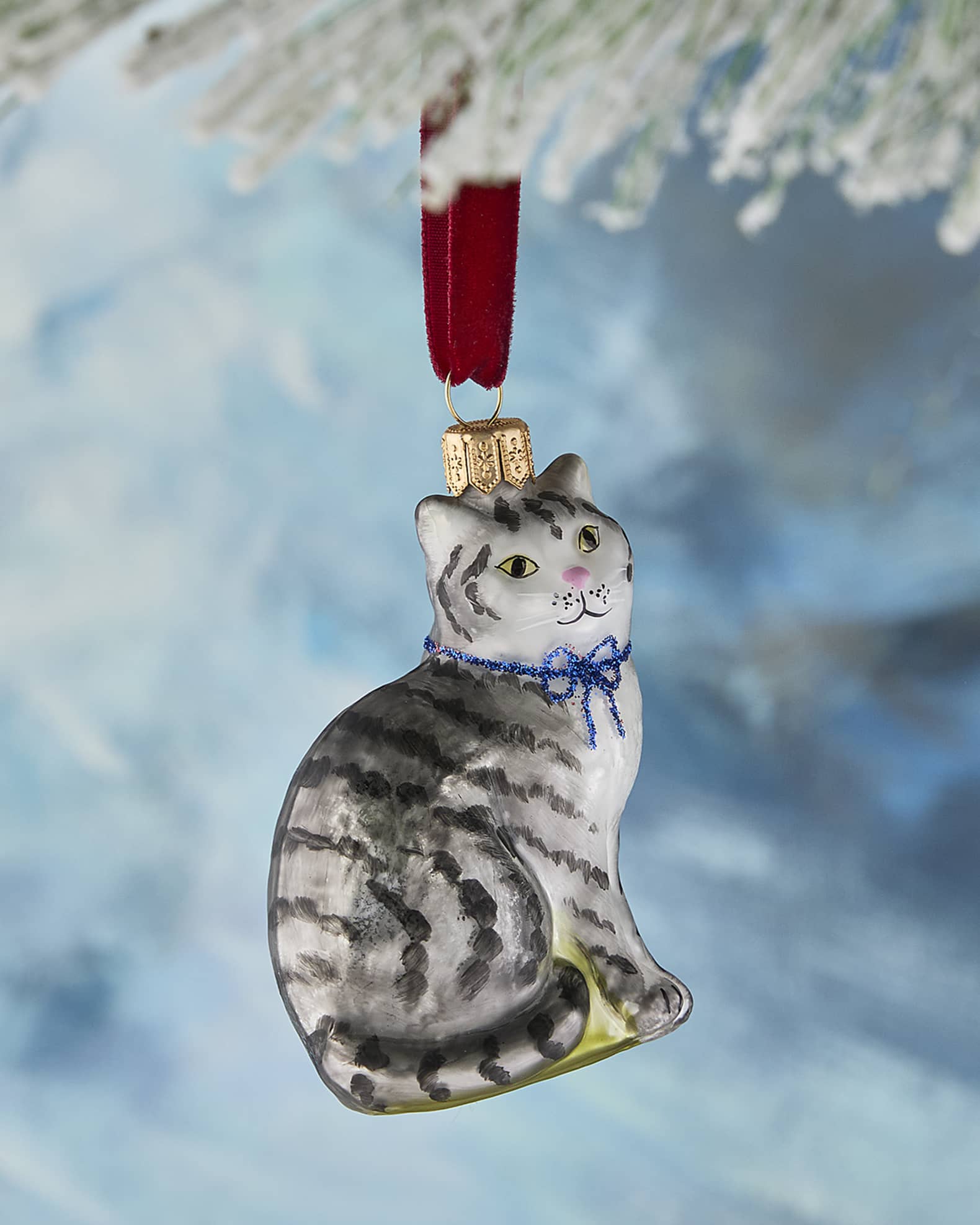 Neiman Marcus Crystal Collar Cat Christmas Ornament Horchow
