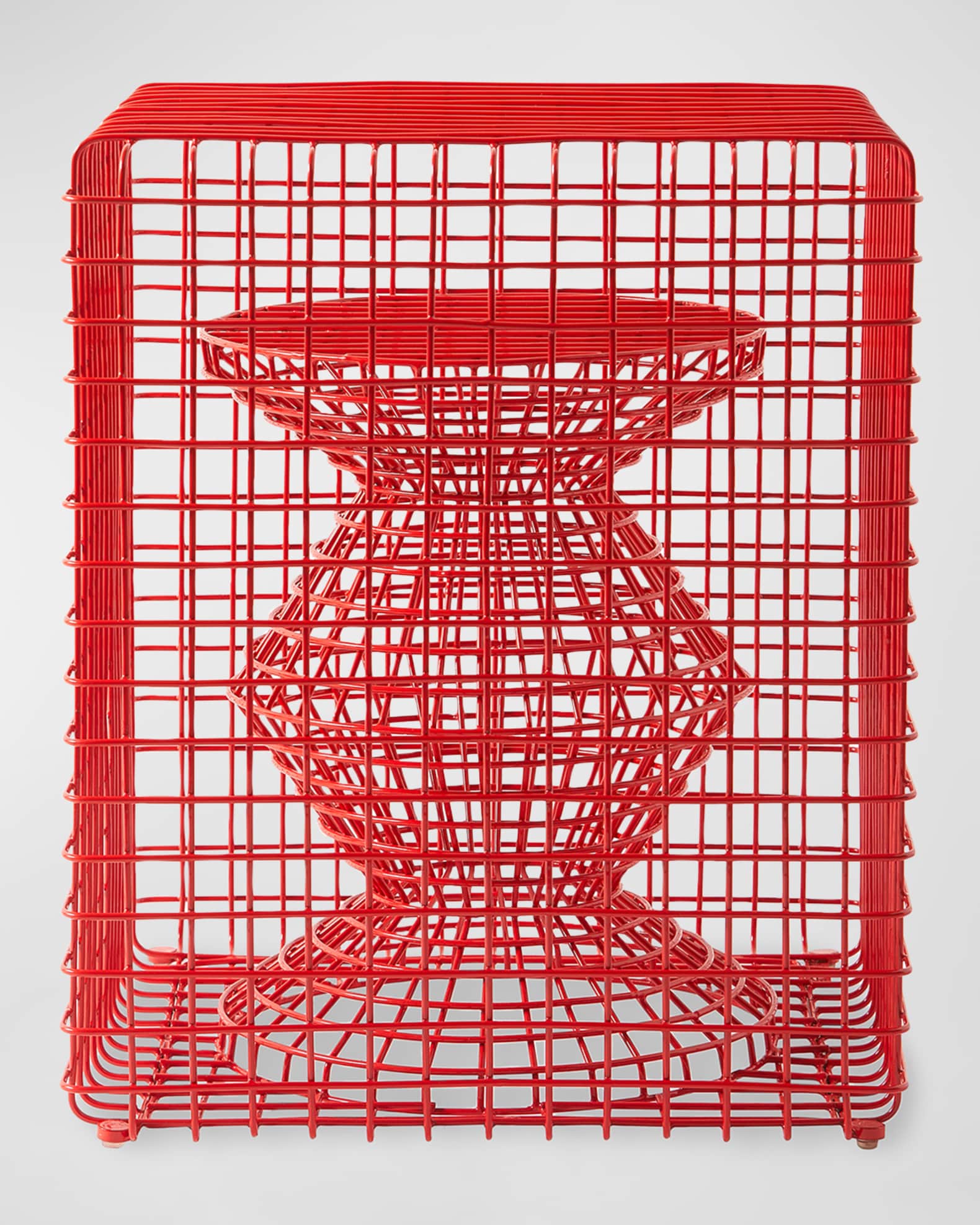 POLSPOTTEN Zig Zag Wire Stool, Red