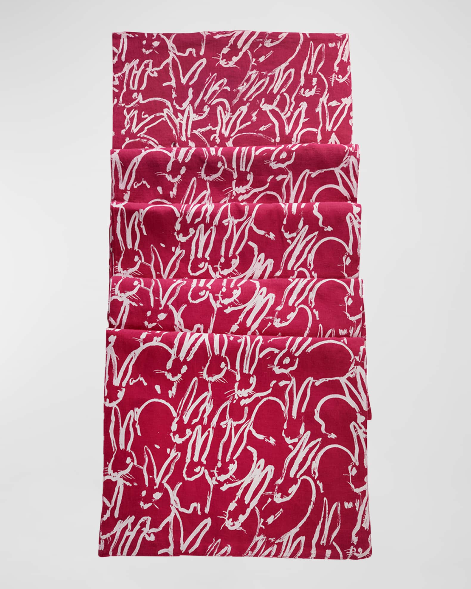 Hunt Slonem Fluffle Khadi Print Linen Table Runner 