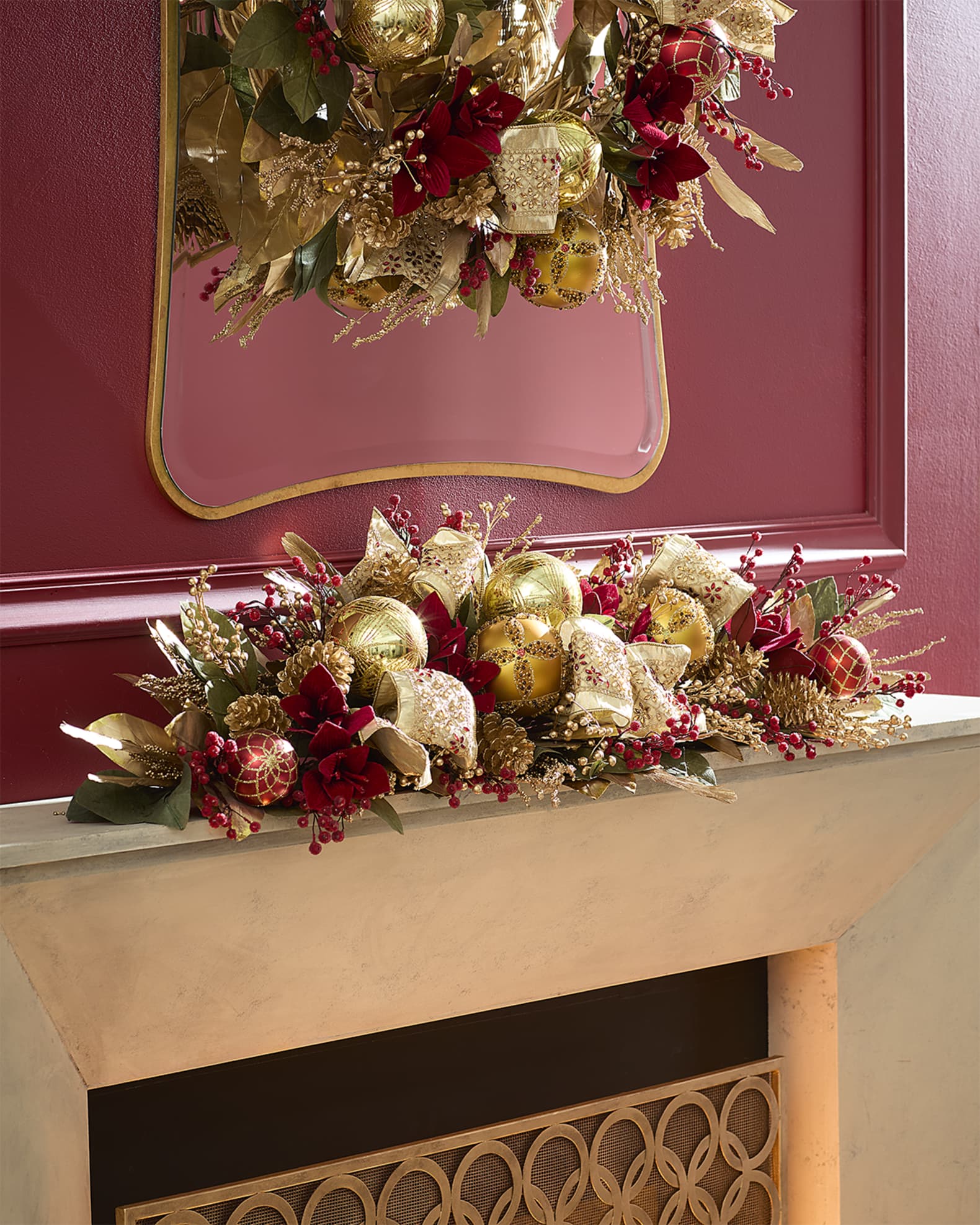Neiman Marcus 46" Gold Christmas Mantel Garland Horchow