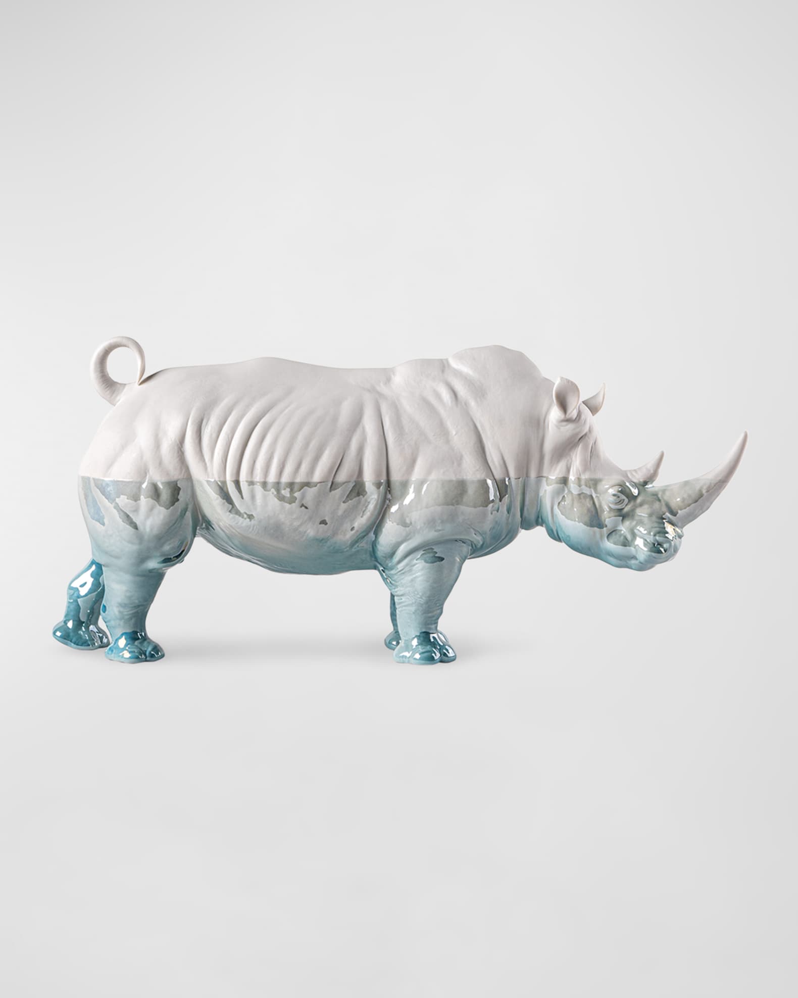 Lladro White Rhino Underwater Sculpture