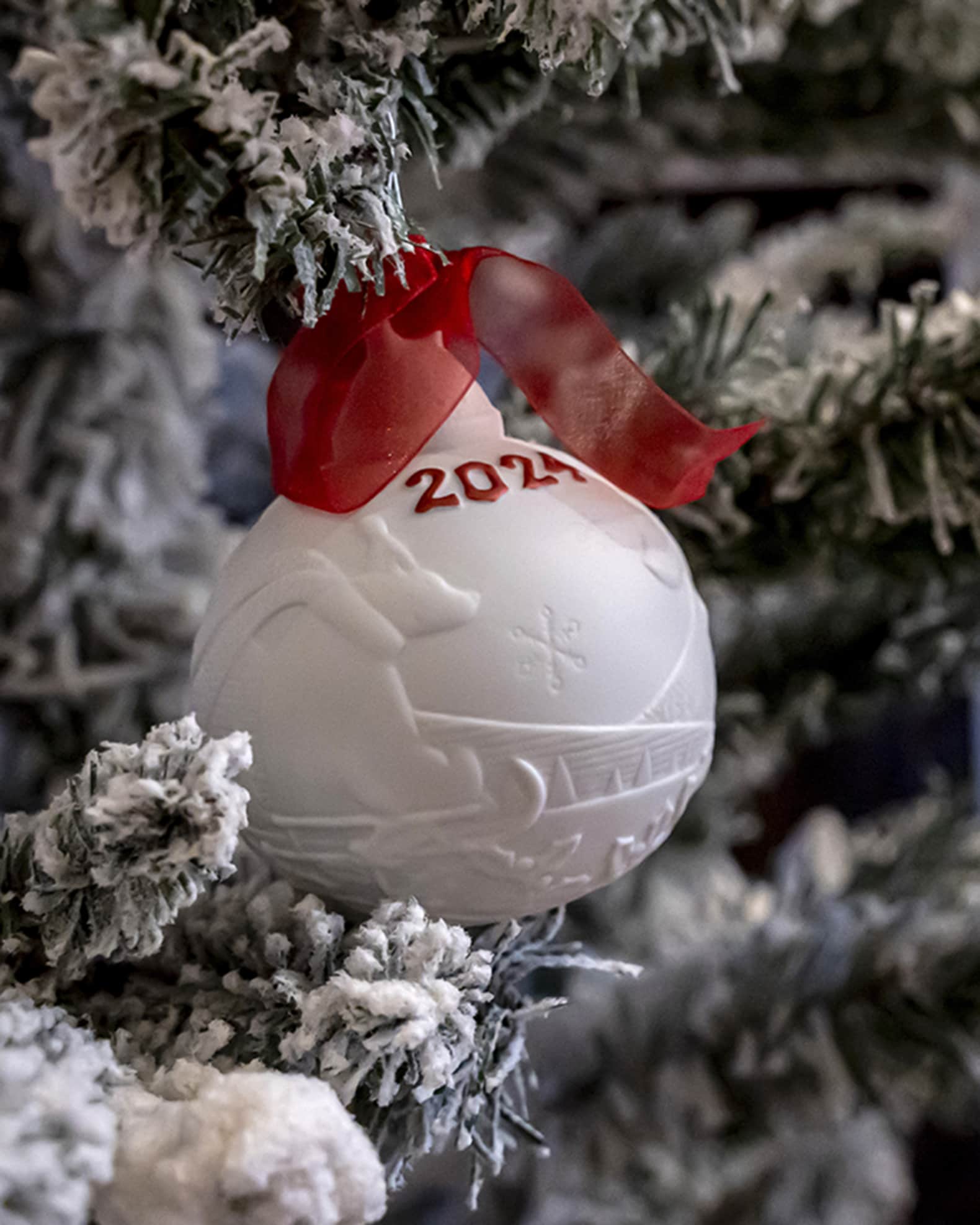 Lladro 2024 Christmas Ball Ornament With Red Ribbon Horchow