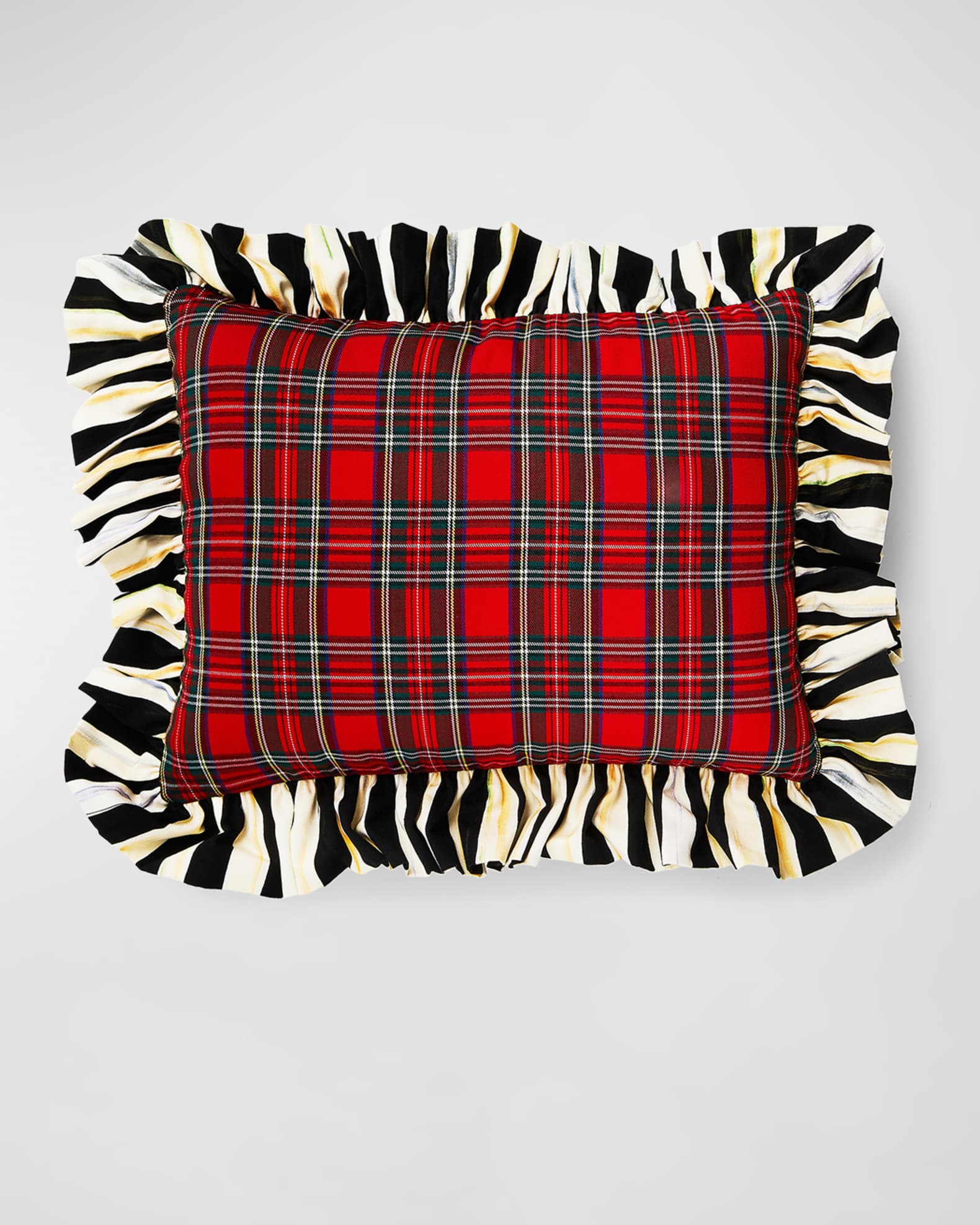MacKenzie-Childs Tartan Stripe Ruffle Lumbar Pillow