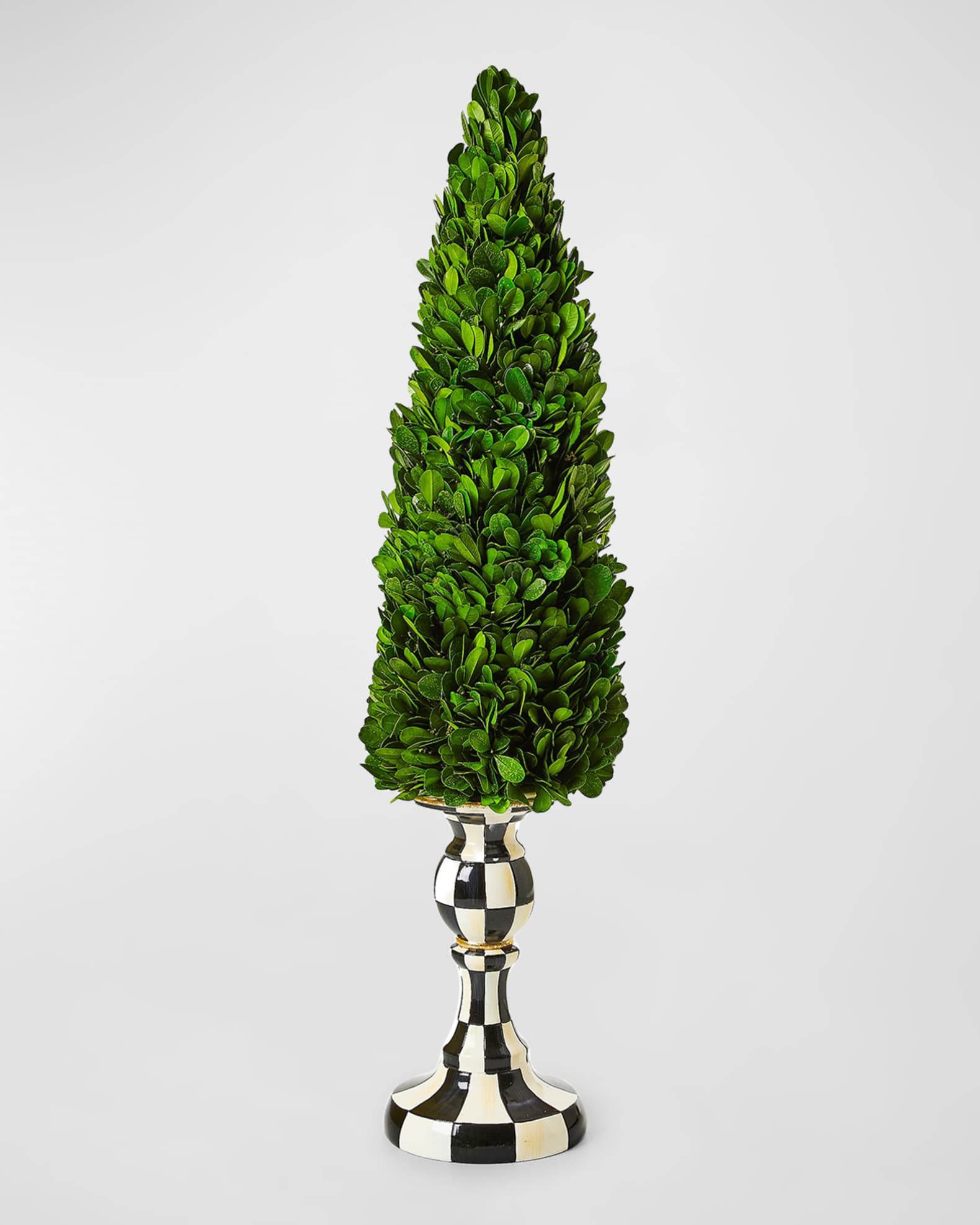 MacKenzie-Childs Courtly Check Large Pedestal Boxwood Topiary