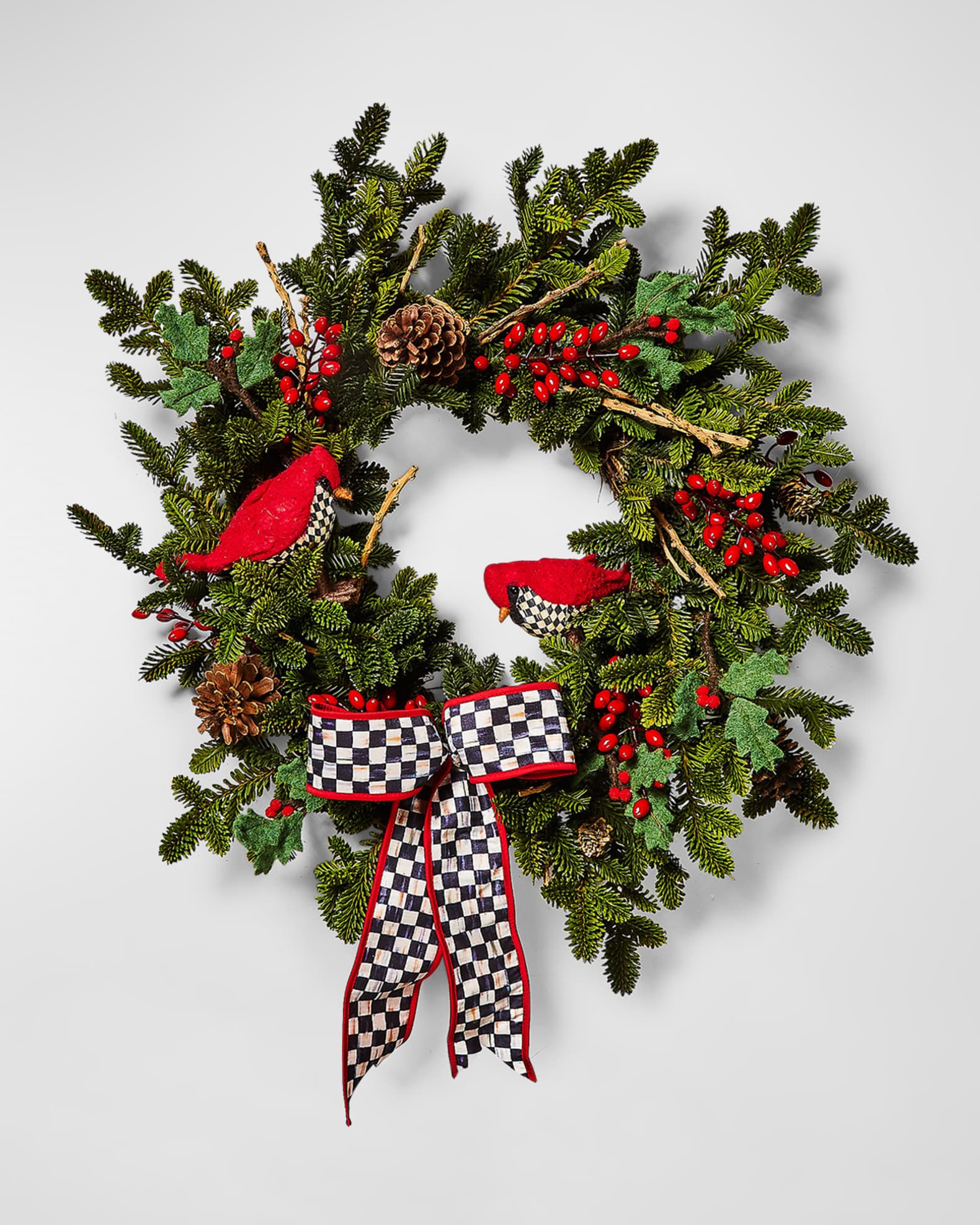 MacKenzieChilds Cozy Christmas Cardinal Wreath Horchow