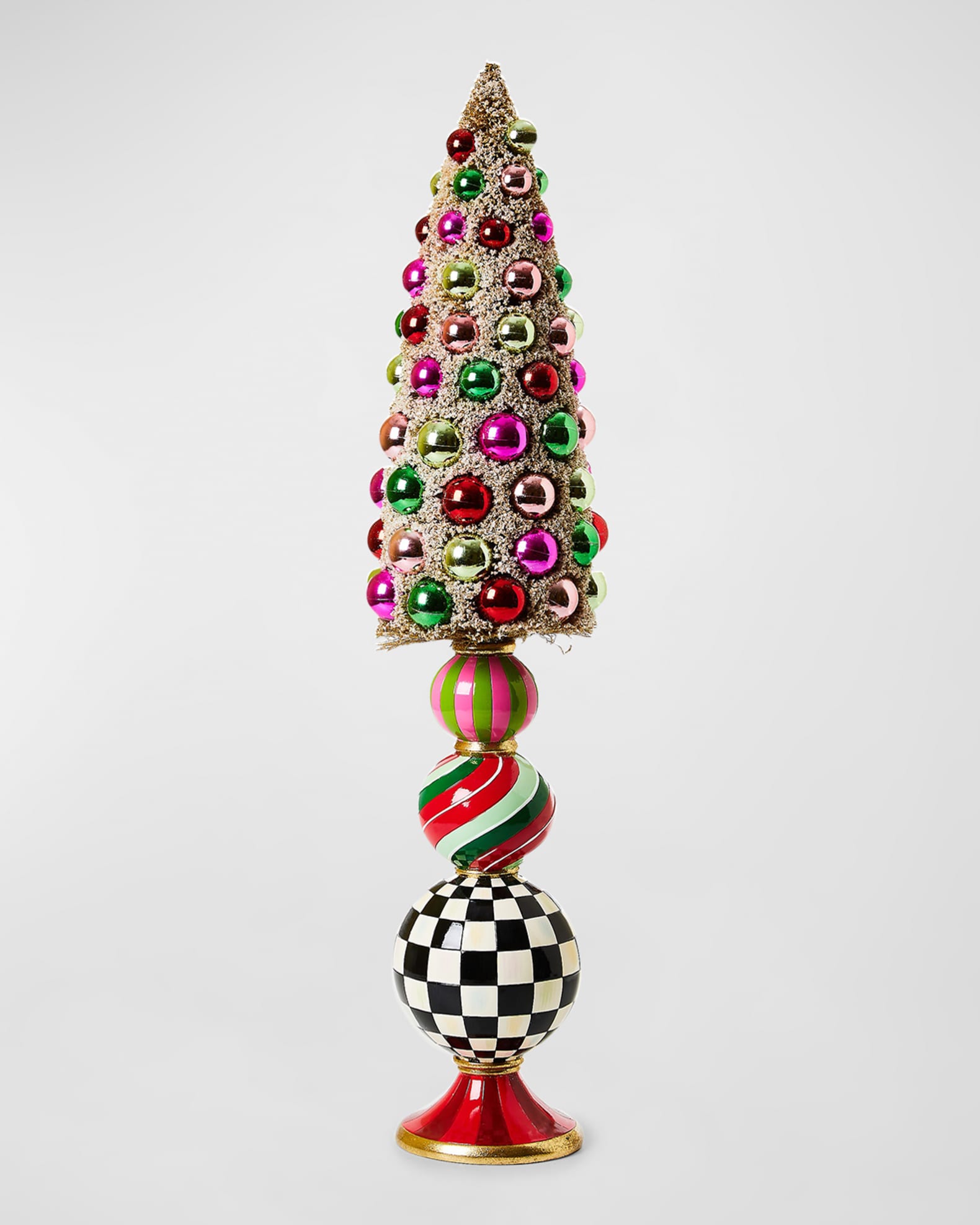 MacKenzieChilds Granny Kitsch Medium Bottle Brush Pedestal Christmas