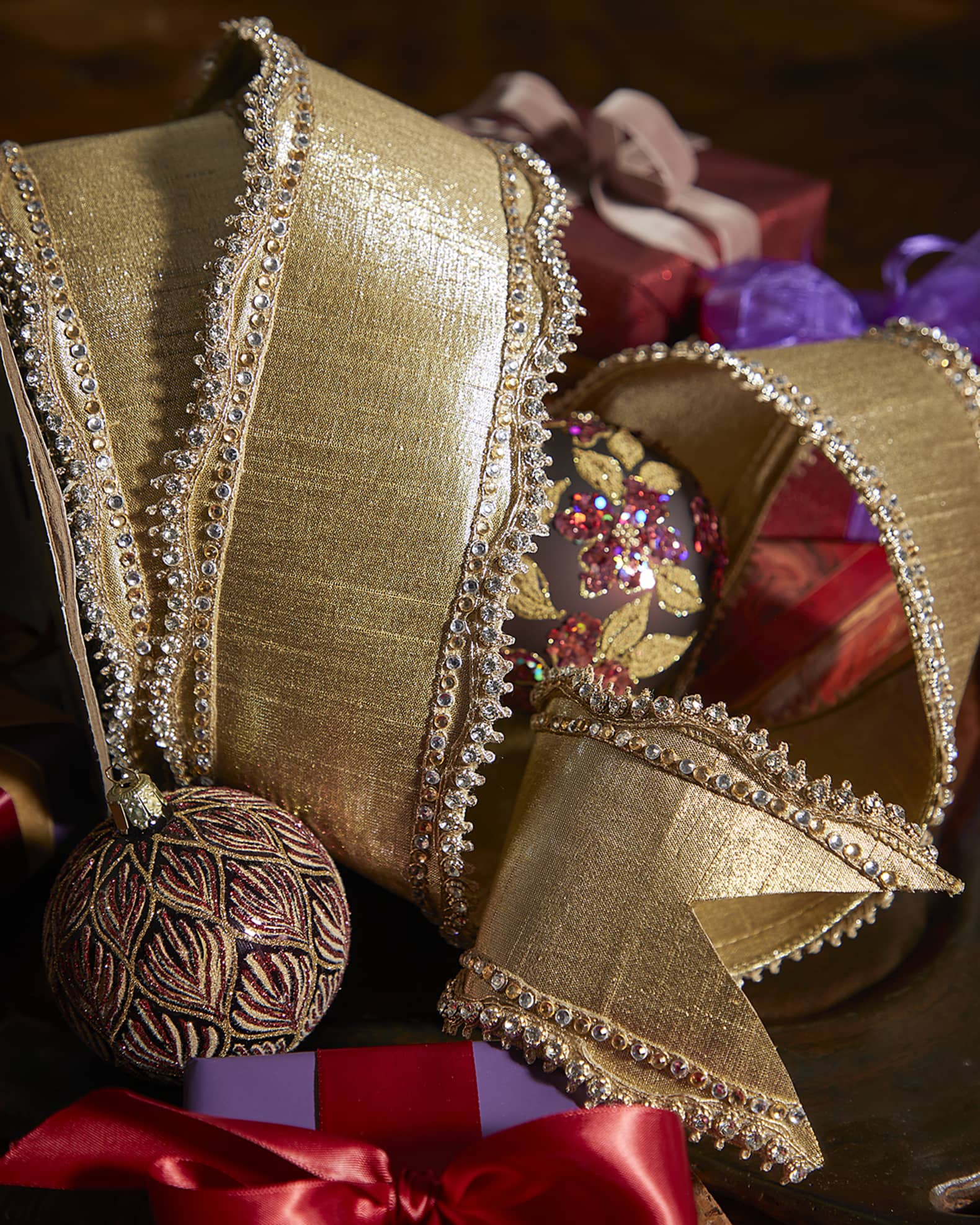 D. Stevens Metallic Dupion Ribbon,  4" x 10 Yards