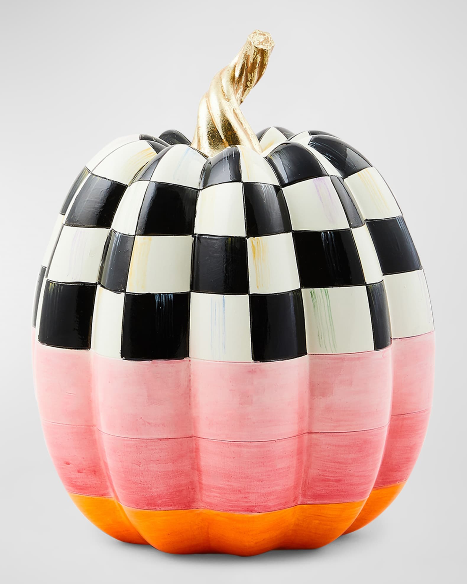 MacKenzie Childs Cotton Candy Medium Check Pumpkin 12 6 quot Horchow