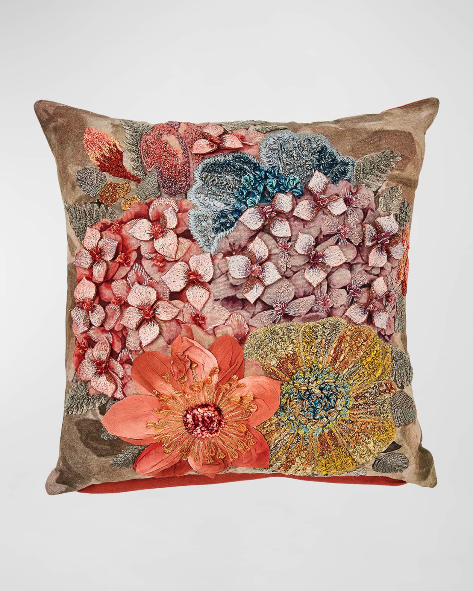 MacKenzie-Childs Patience Brewster Petal Palette Floral Throw Pillow , 19" Square