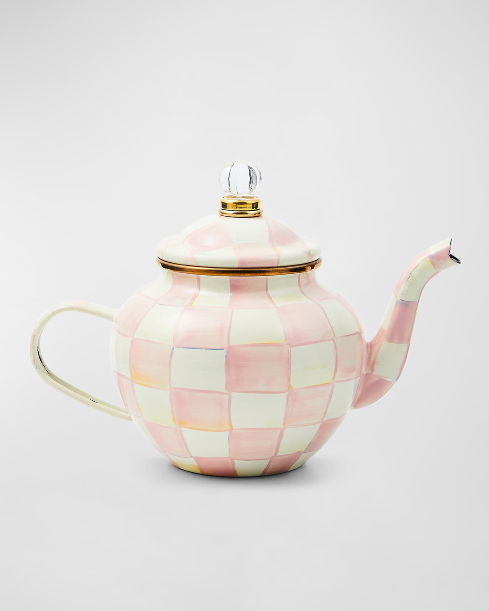 MacKenzie-Childs Rosy Check Enamel Teapot, 4 Cup