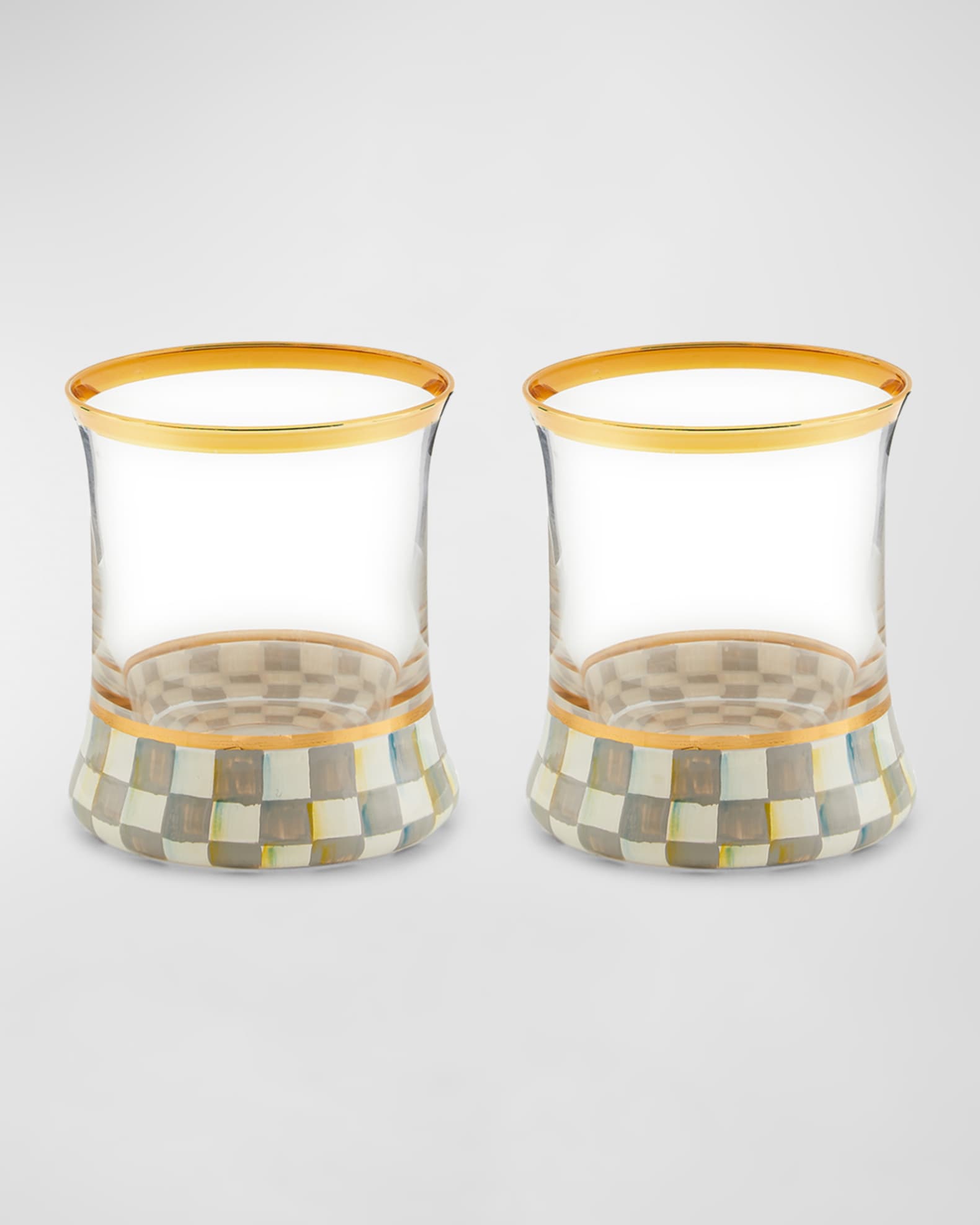 MacKenzie-Childs Sterling Check Tumbler Glass, Set of 2
