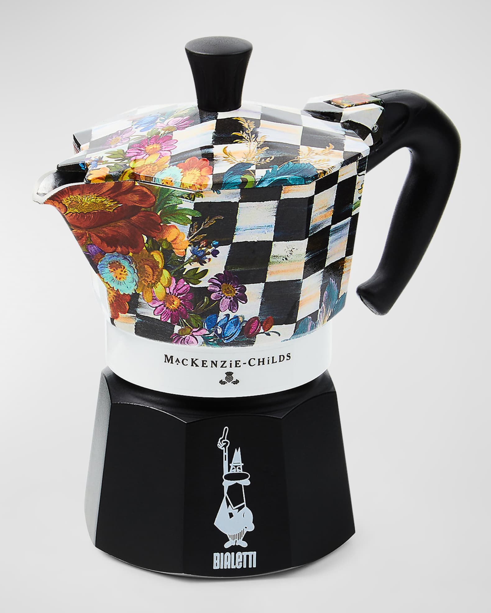 MacKenzie-Childs x Bialetti Moka Express Courtly Flower Market Stovetop Coffee Pot, 3 Cups