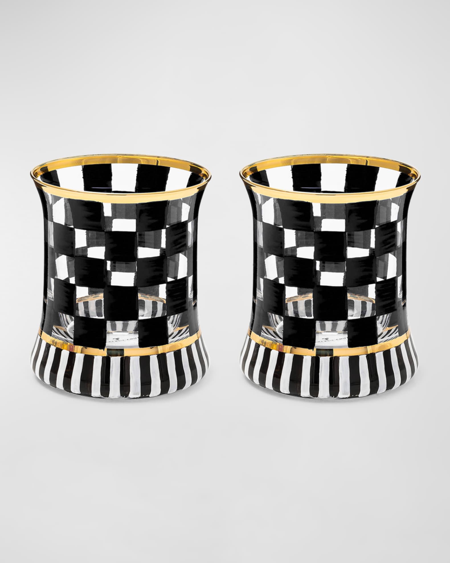 MacKenzie-Childs Carnival Black Tumbler Glass, Set of 2