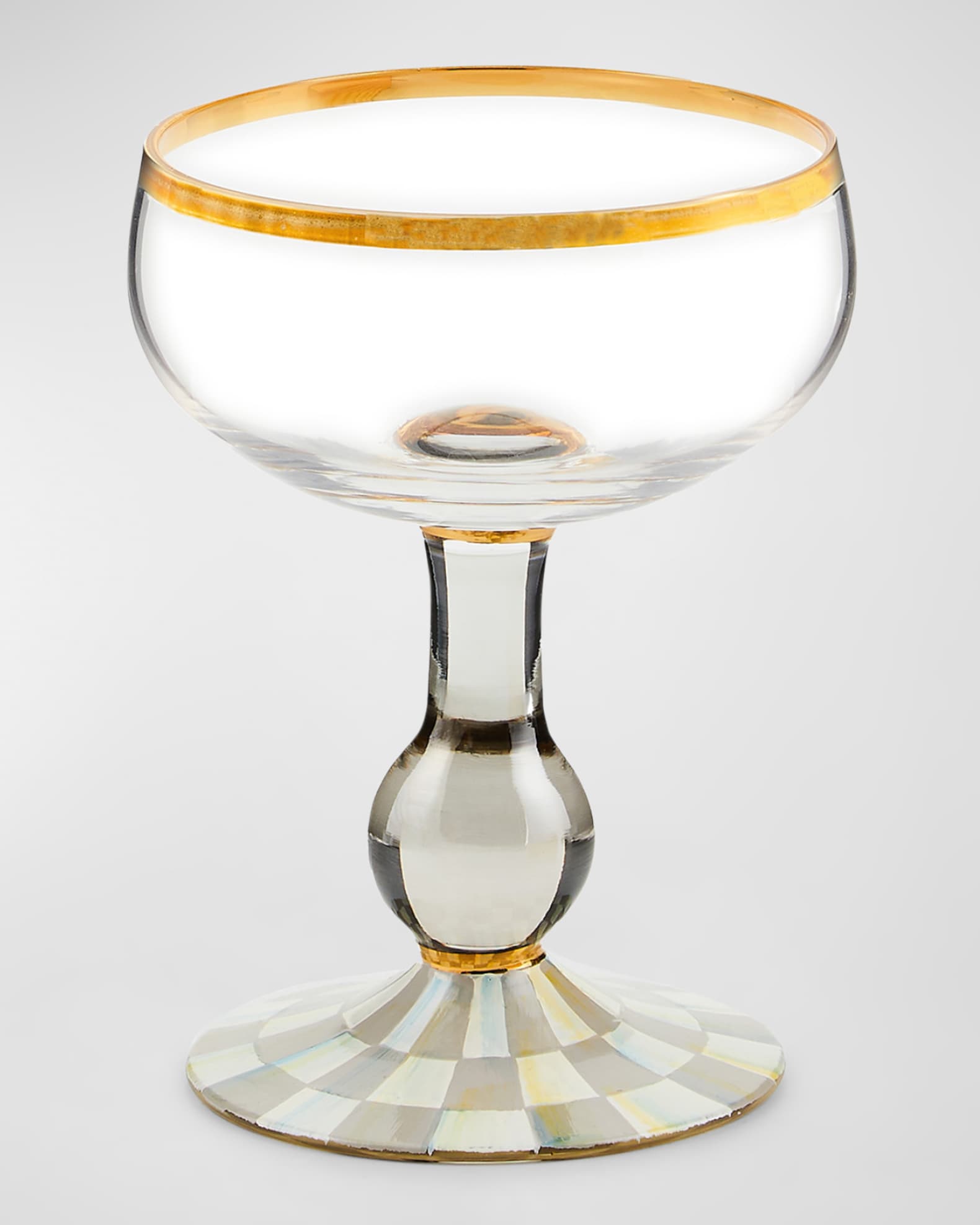 MacKenzie-Childs Sterling Check Coupe Glass