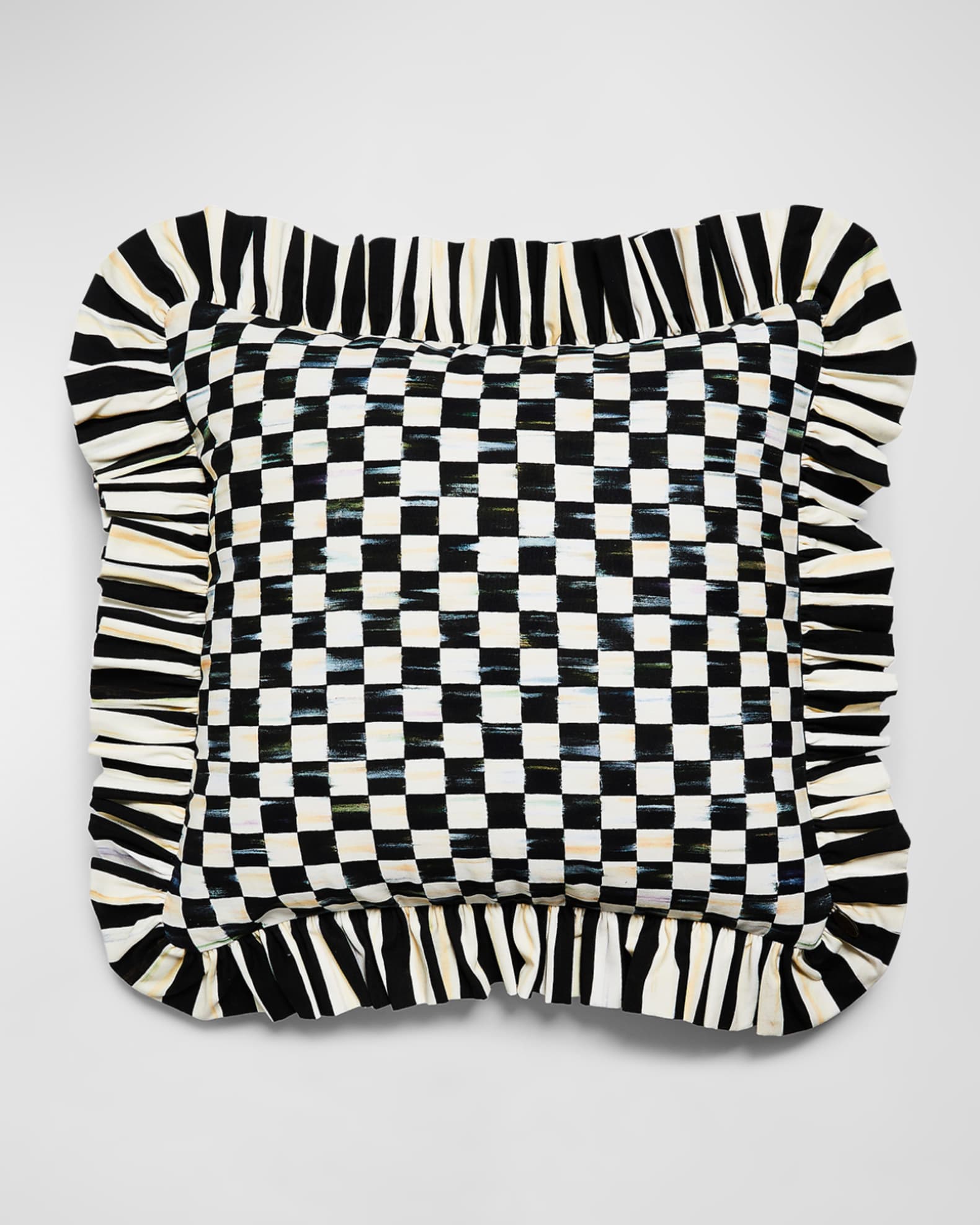 MacKenzie-Childs Courtly Check Ruffle Throw Pillow