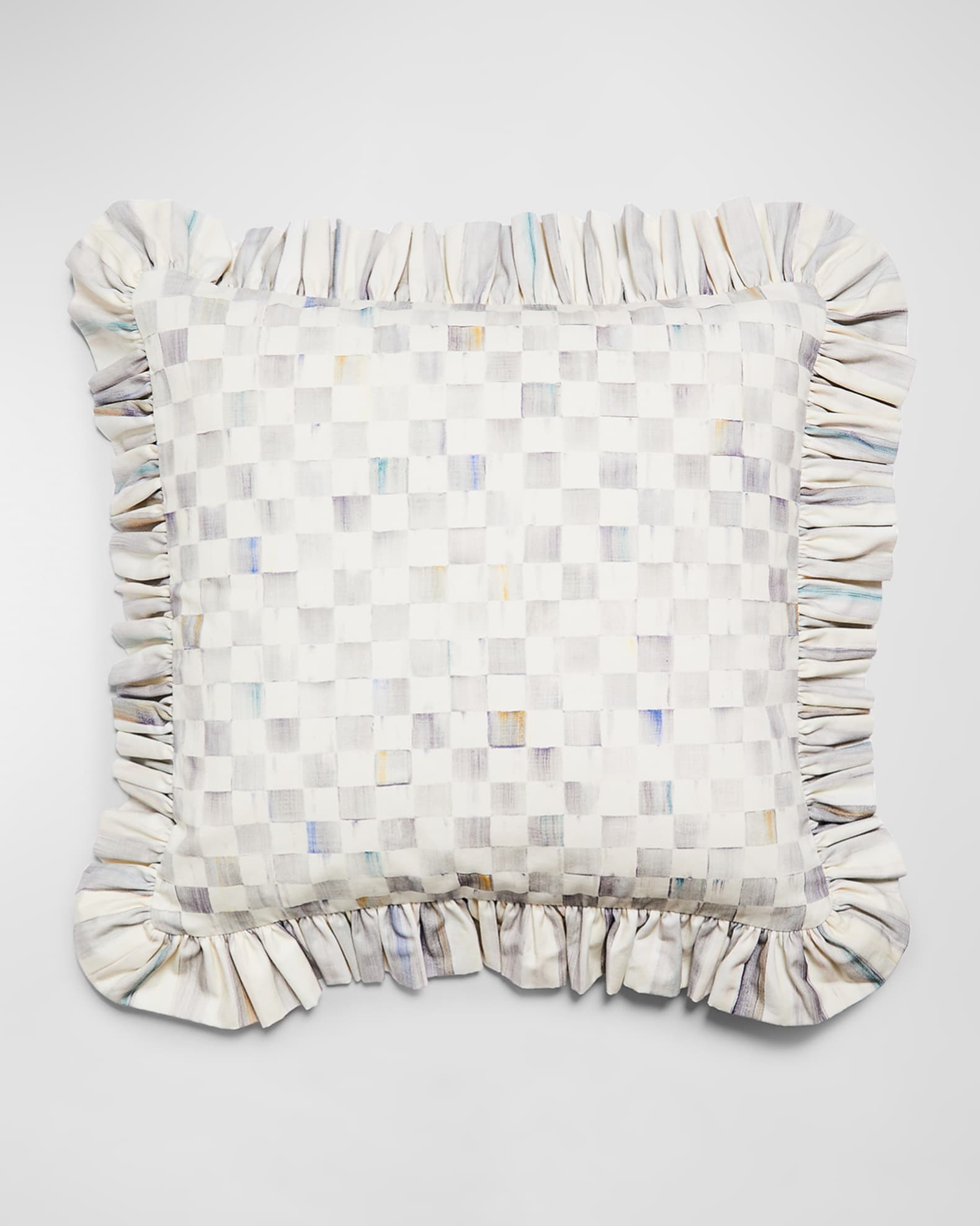 MacKenzie-Childs Sterling Check Ruffle Throw Pillow
