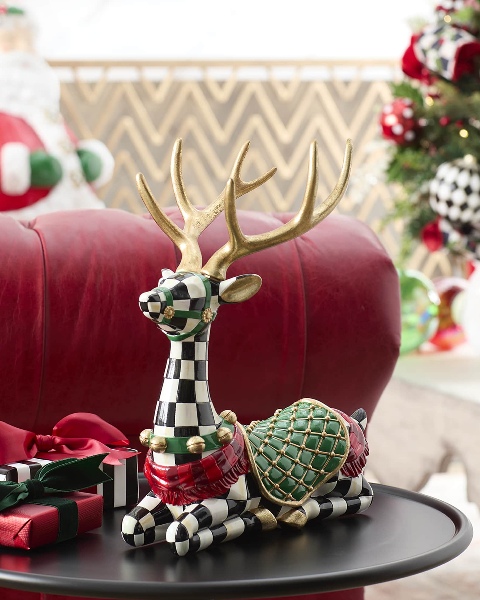 MacKenzieChilds Nick's Pick Holly Jolly Courtly Check Deer Resting