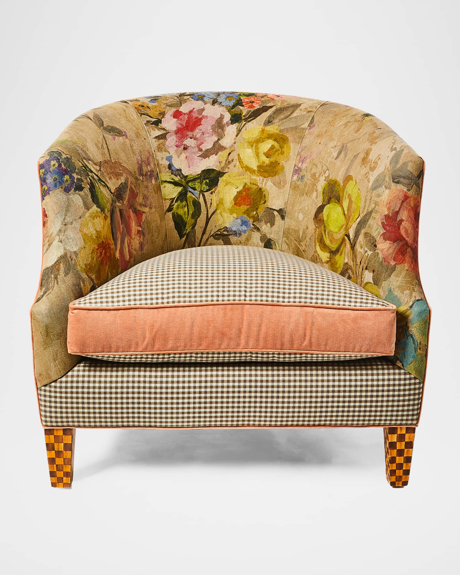 MacKenzie-Childs Field Study Floral and Gingham Accent Chair