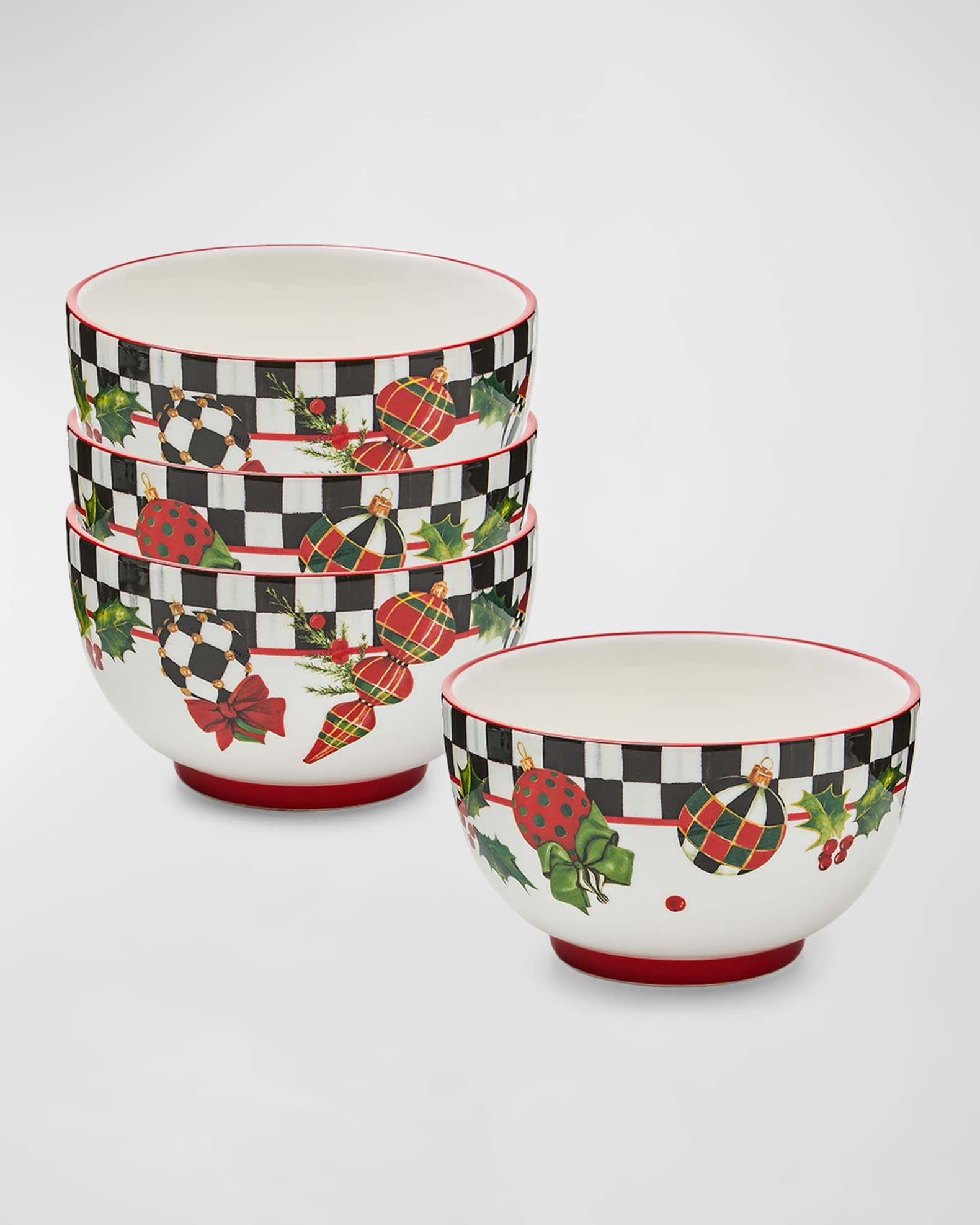 MacKenzie-Childs Deck the Halls Breakfast Bowls, Set of 4