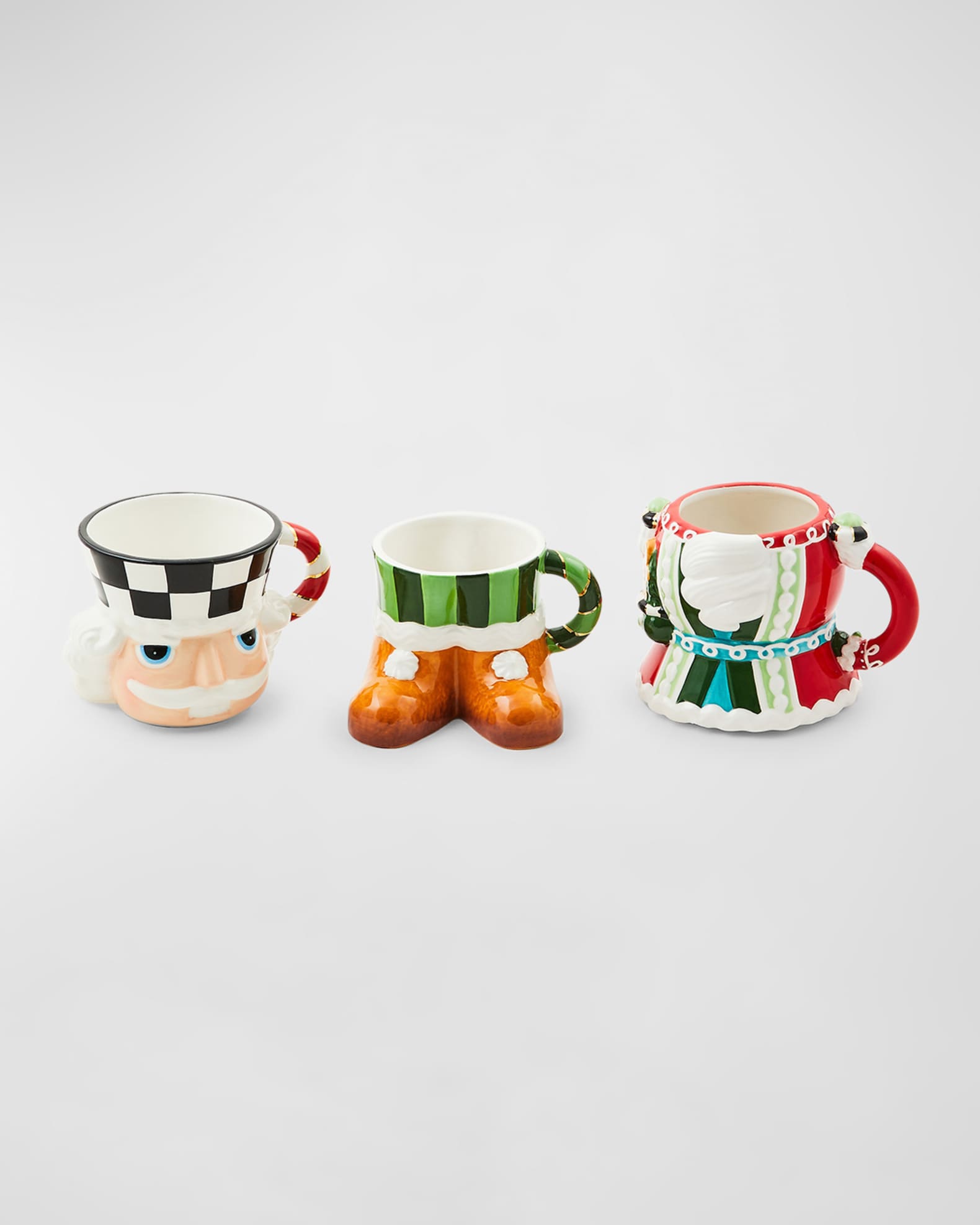 MacKenzie Childs Bake Shop Nutcracker Stacking Mugs Set of 3 Horchow