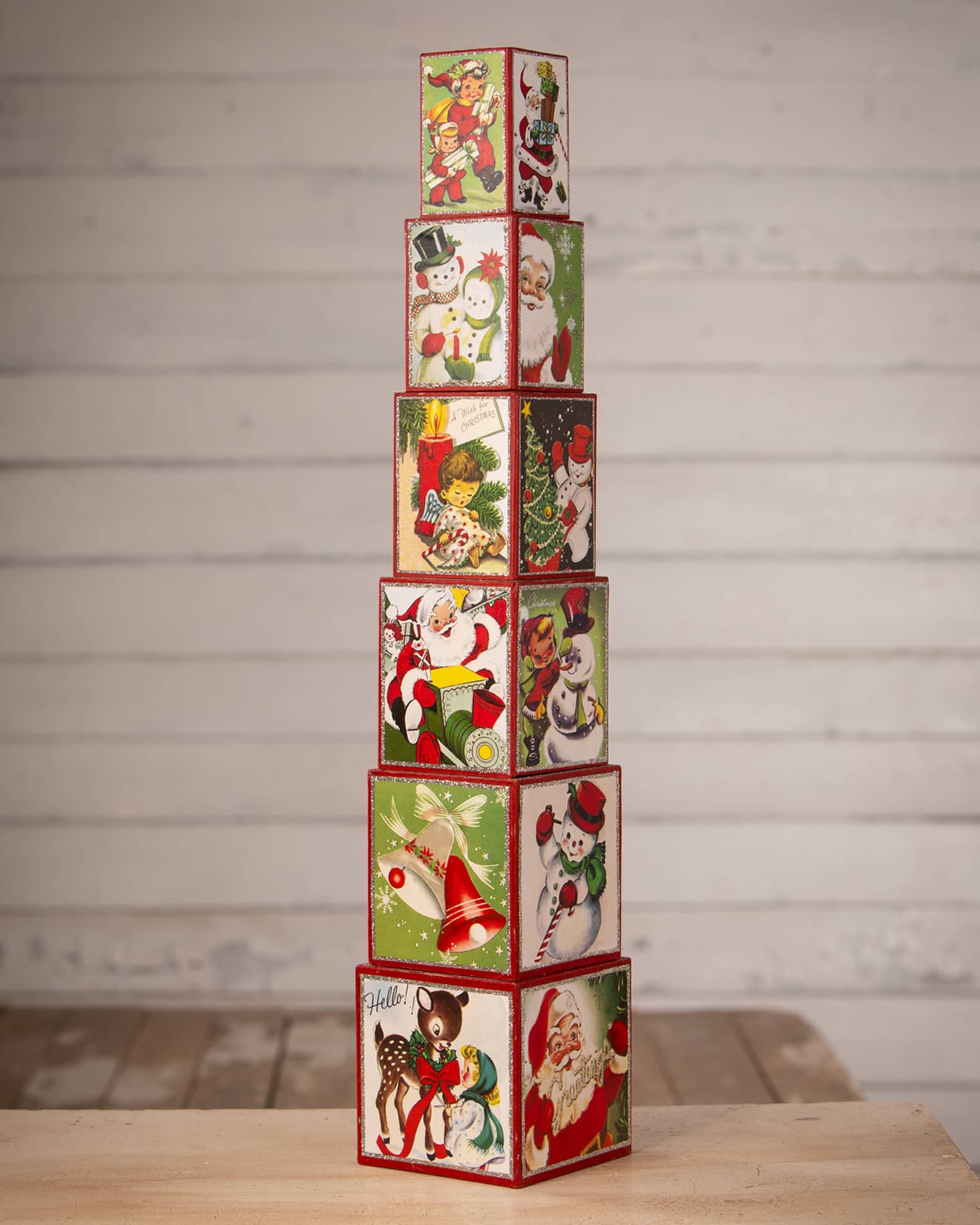 Bethany Lowe Kitschmas Stacking Blocks S6 Holiday Decor Horchow