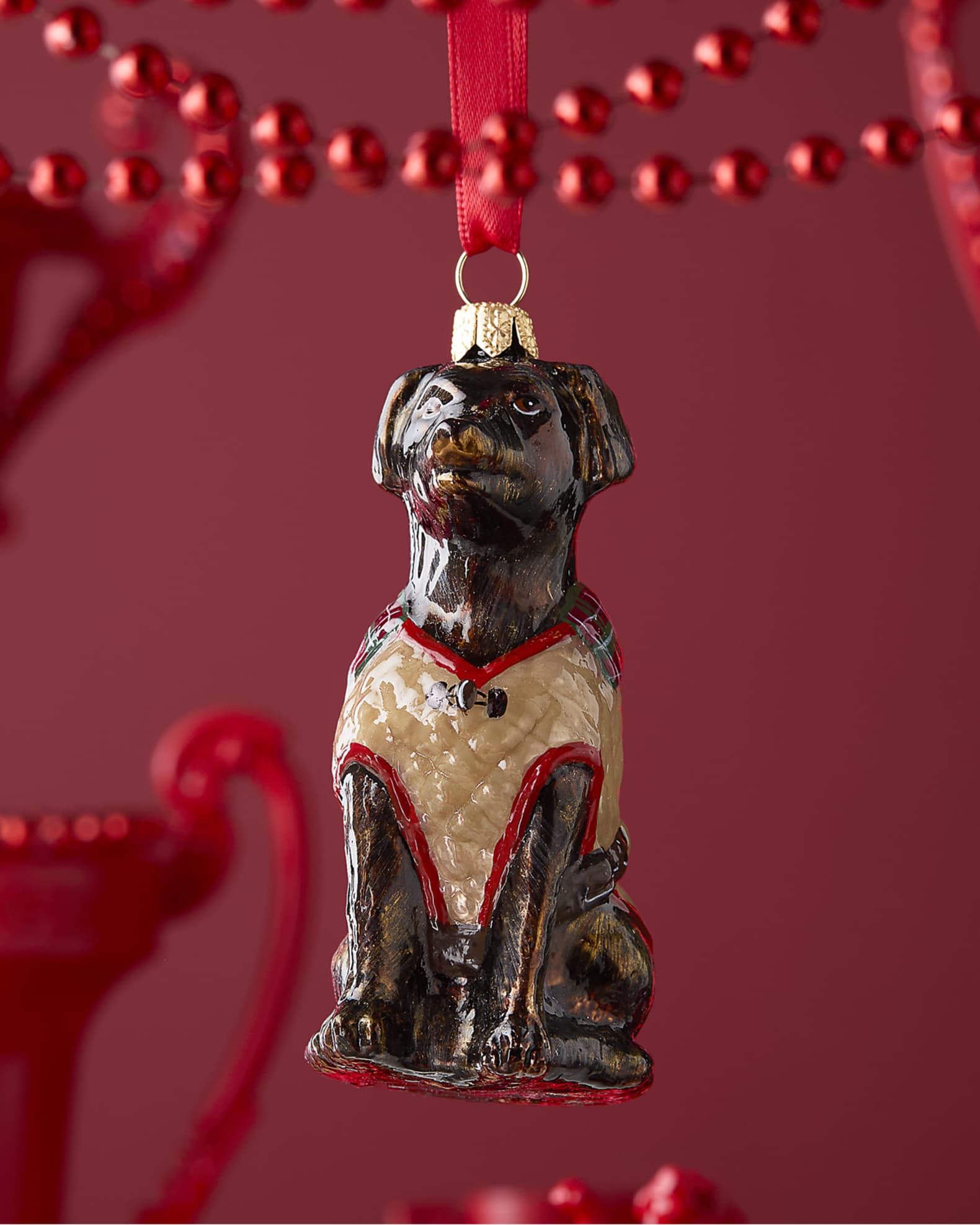 Chocolate lab ornament top