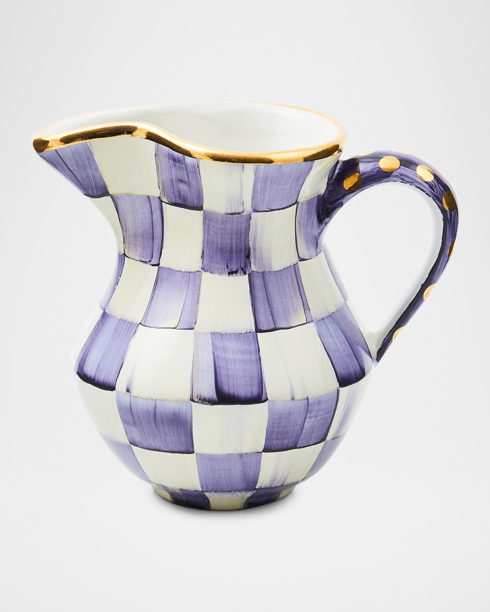MacKenzie-Childs Plum Check Ceramic Creamer