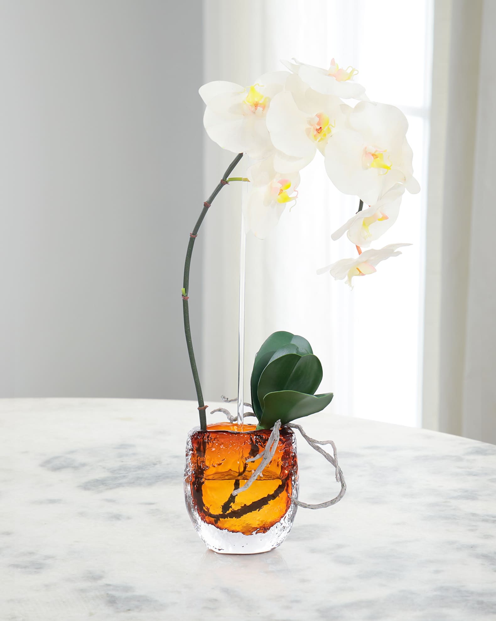 John-Richard Collection Caramel Orchid 24" Faux Floral Arrangement in Glass Vase