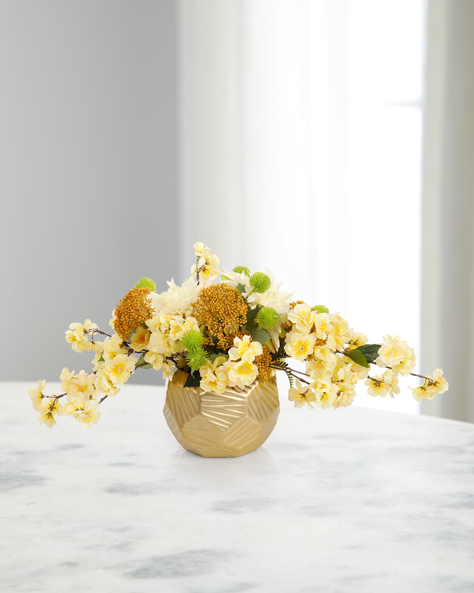 JohnRichard Collection Champagne Yellow 12" Faux Floral Arrangement in