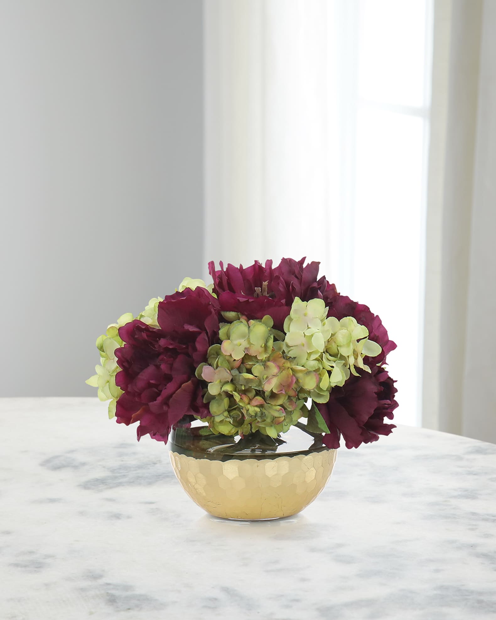 John-Richard Collection Plum Pudding 12" Faux Floral Arrangement in Glass Bowl