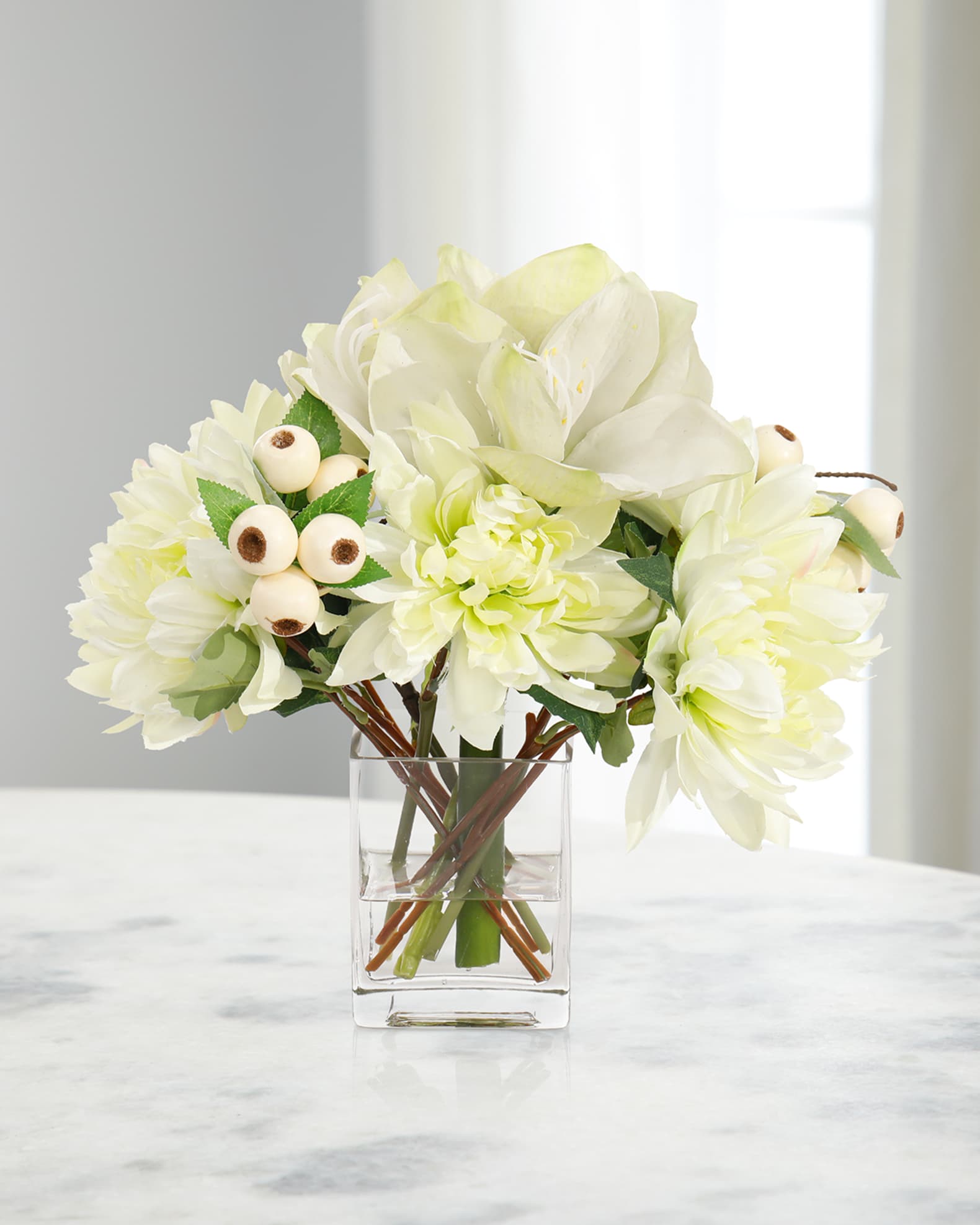 John-Richard Collection Meadow Garden 14" Faux Floral Arrangement in Glass Vase